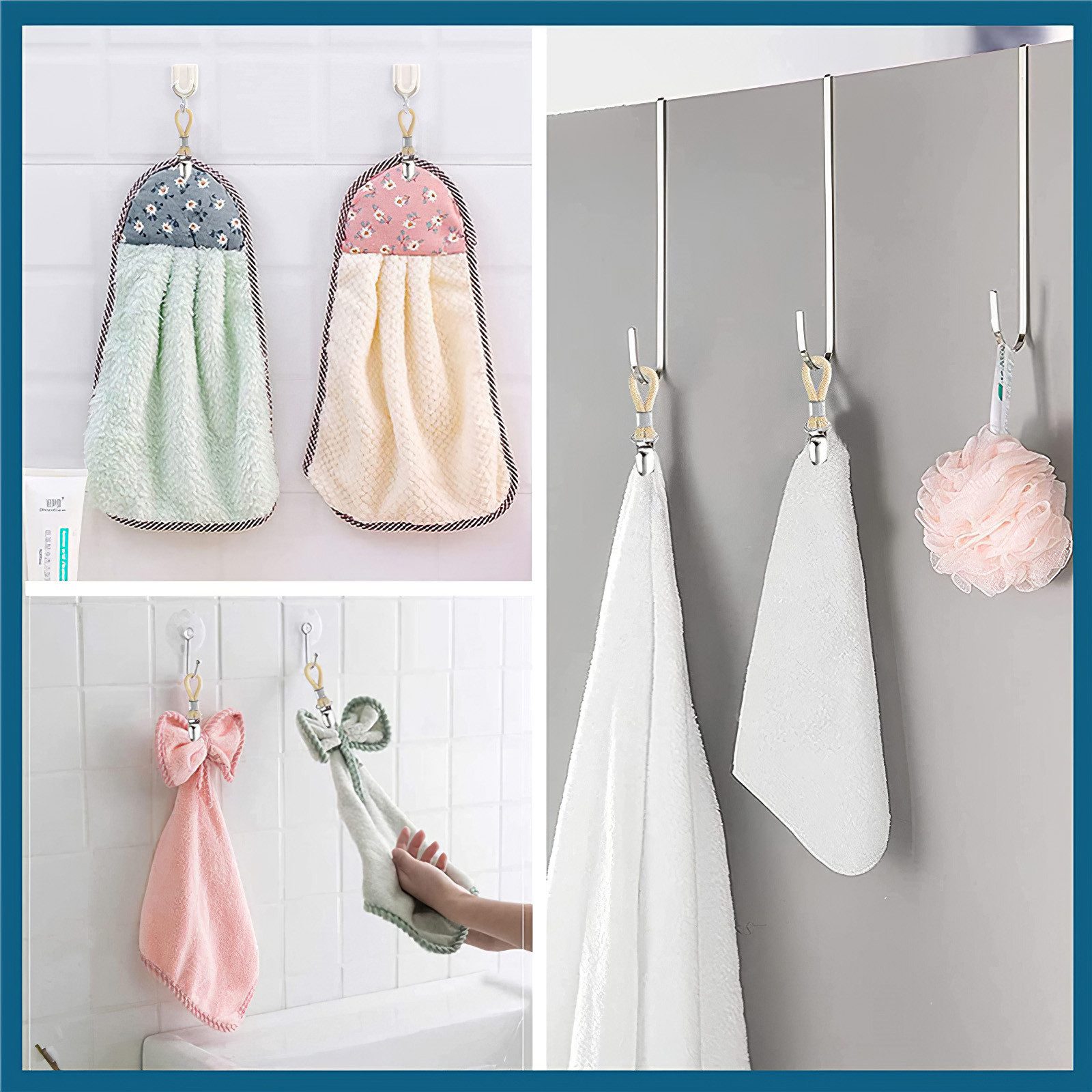 BlingBin Handtuchhaken 10 Stück Handtuch Clips zum Aufhängen, Handtuchclips mit Schlaufen, Flur, Schlafzimmer, Hotel, Arbeitszimmer, Wohnzimmer, Duschraum, Badezimmer, Esszimmer, (1 Set, 10-St., 13*2.5*1cm), Kein Bohren erforderlich,Edelstahl