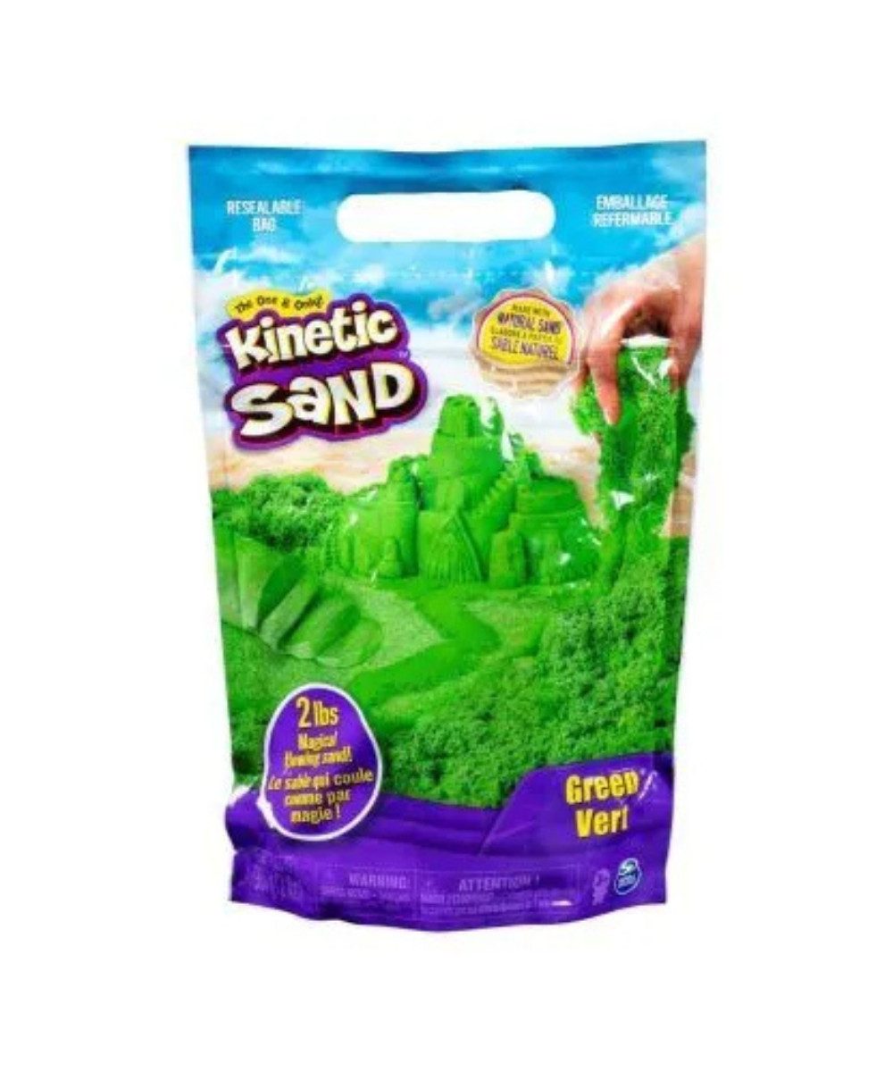 Spin Master Spielsand Spin Master Kinetic Sand (grün) (packung, 1-St., Kinetic Sand), Wiederverschließbarer Verkaufsbeutel zur Aufbewahrung
