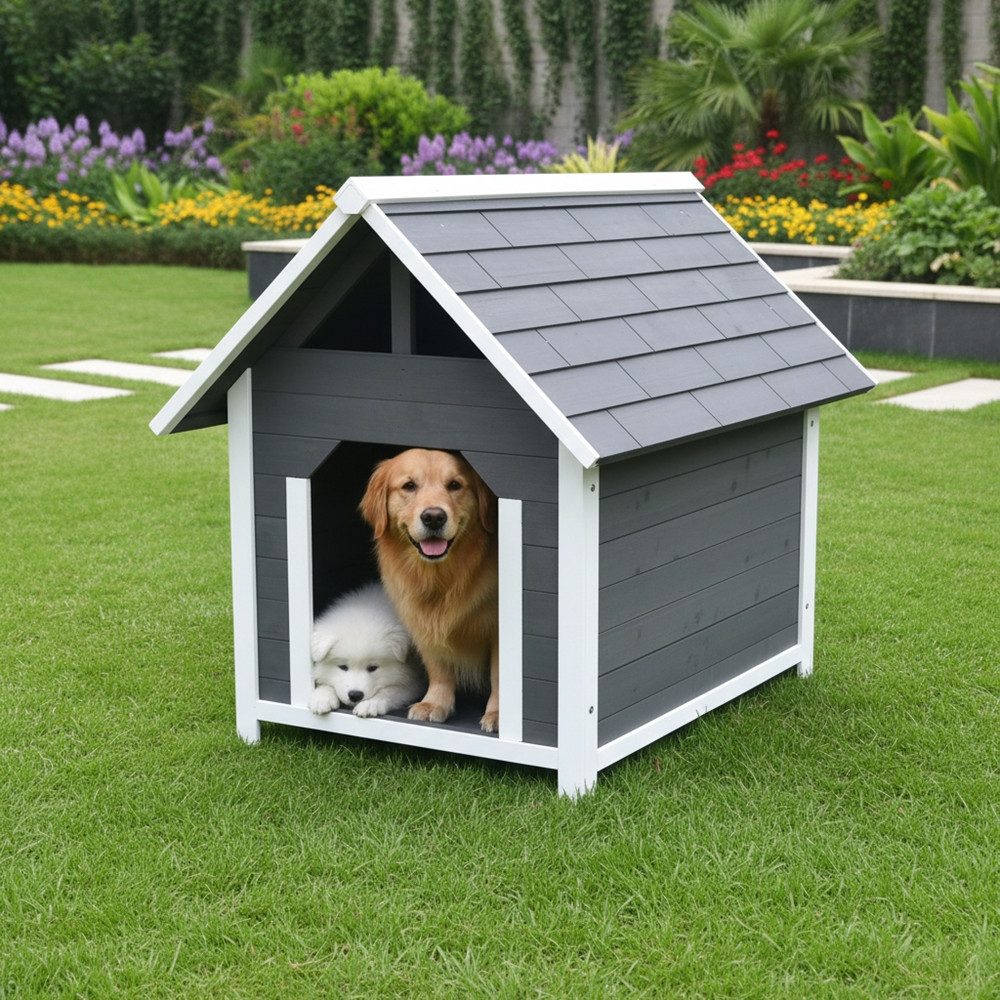 Melko Hundehütte Hundehaus 75x115x95 CM Haustierhütte aus Holz Hundehöhle, für mittlere Hunde