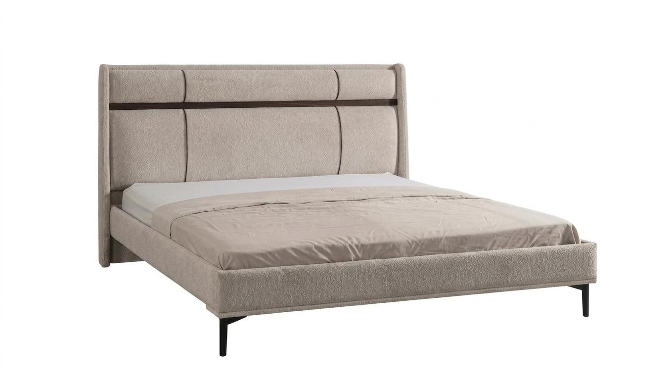 JVmoebel Polsterbett Beiges großes Bett modernes Bett Designer-Bett Schlafzimmer, Made in Europa