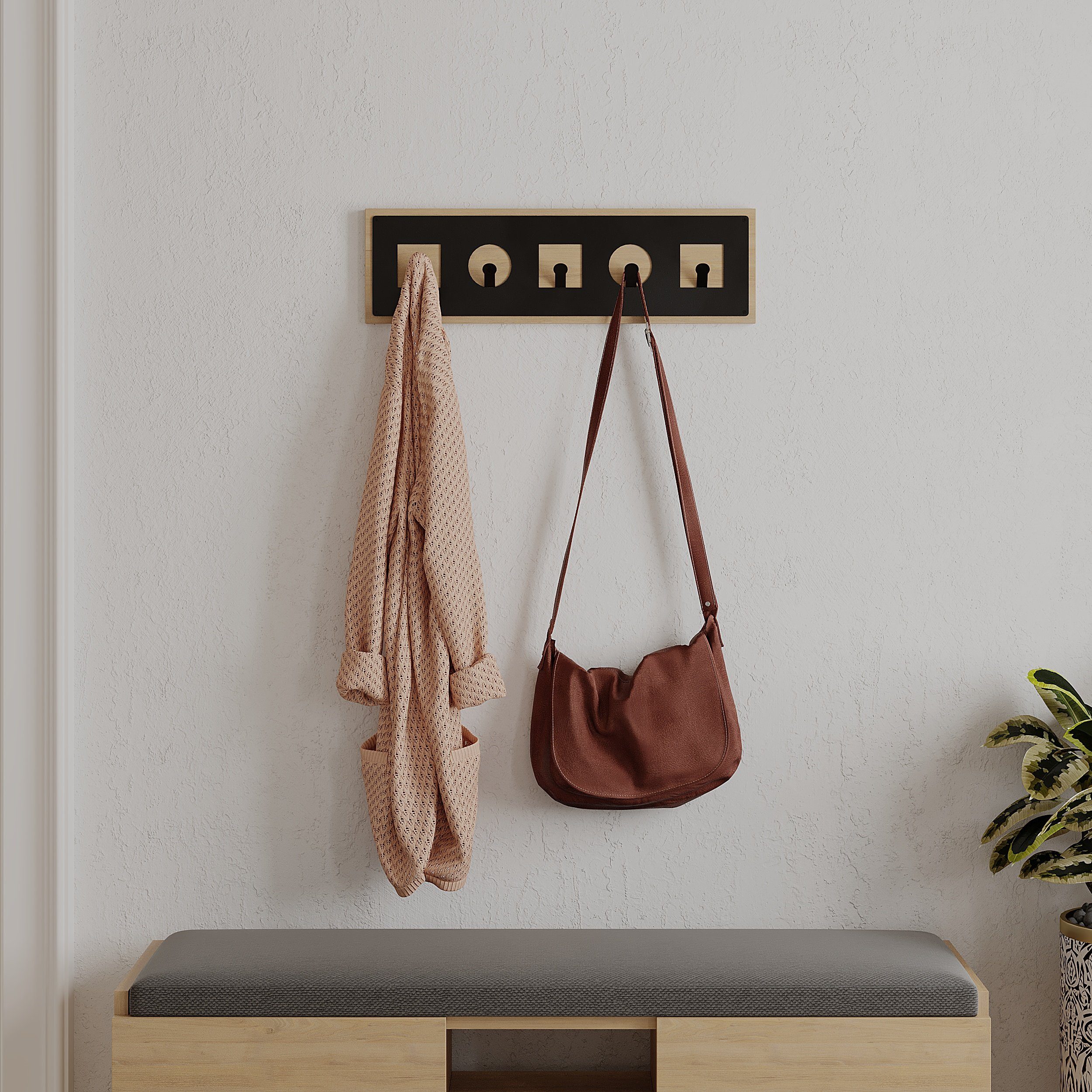 Decortie Wandhaken Icon, Wand, Holz Wandgarderobe, Garderobenhaken, Wandmontage