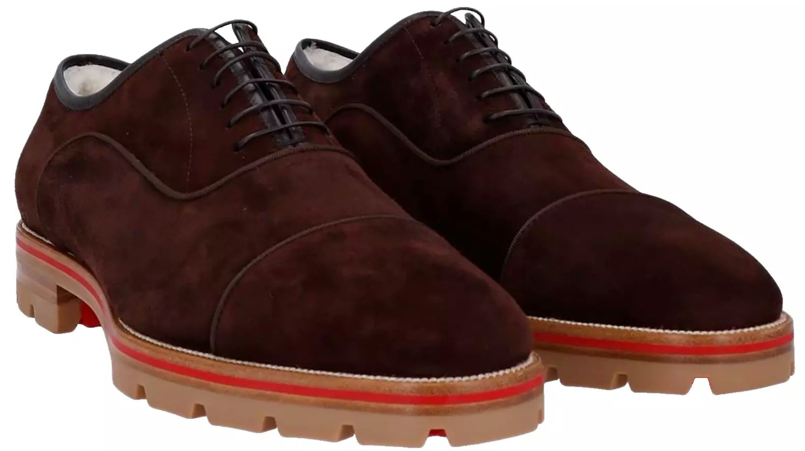 CHRISTIAN LOUBOUTIN Laurlaf Derby Schuhe Budapester Stil mit Lammfell-Innenfutter Schnürschuh Ein Ausdruck höchster Handwerkskunst und stilvoller Eleganz