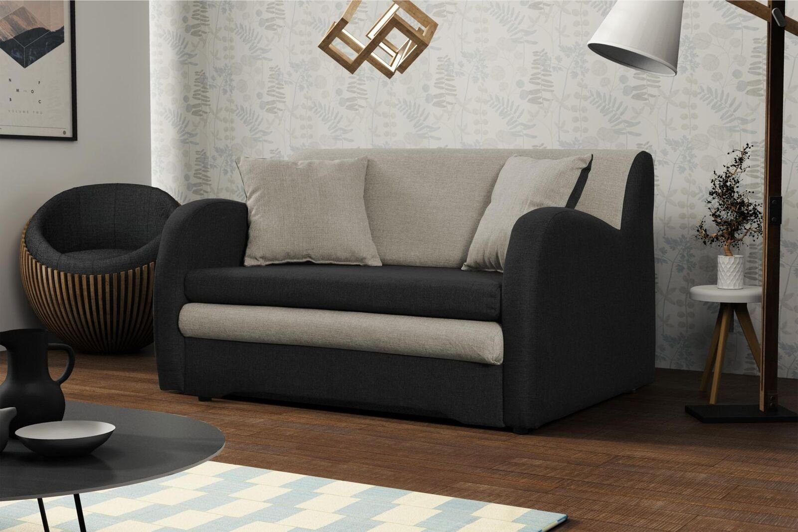 Europe Sofa, in Grau/Schwarz JVmoebel Made