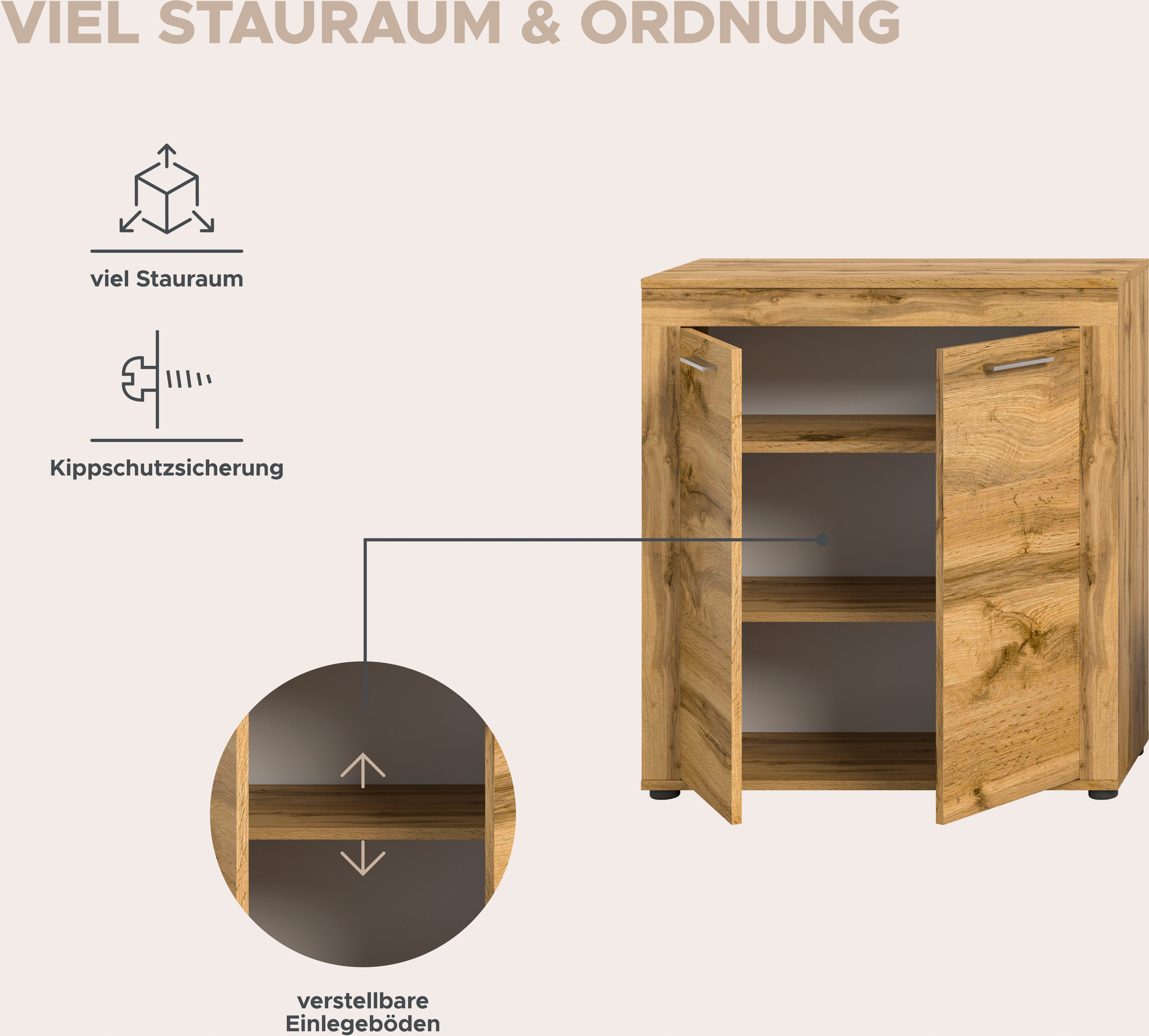 OTTO home Wohnwand AOSTA, Breite 255cm, 3-teilige Wohn-Kombination, (3-St., bestehend aus: Highboard, Lowboard, Wandboard), Wohnwand, Kombination, Anbauwand, Mö – Bild 5 von 5