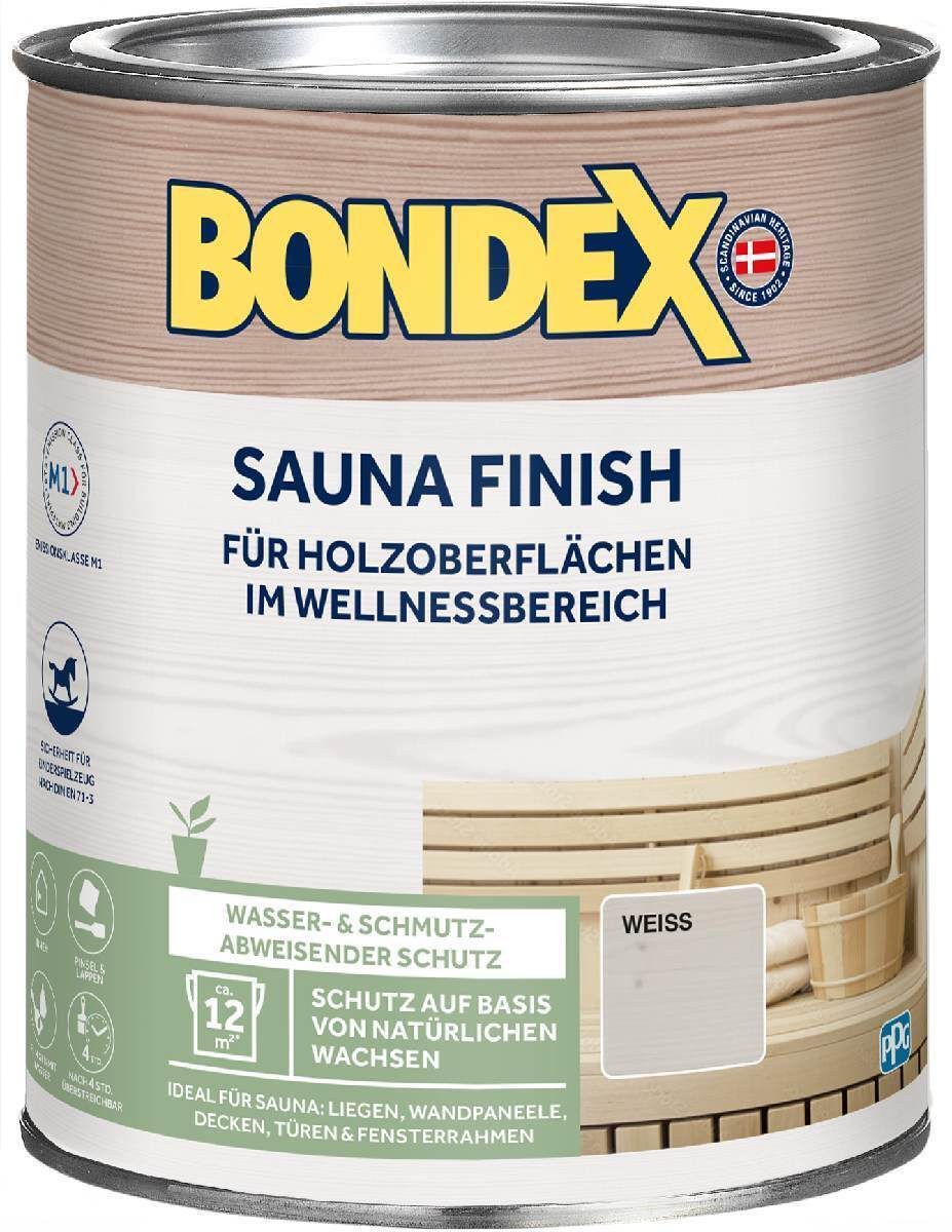 Bondex Holzschutzlasur Sauna Finish in Weiß 1 LWasser- und Schmutzabweisend