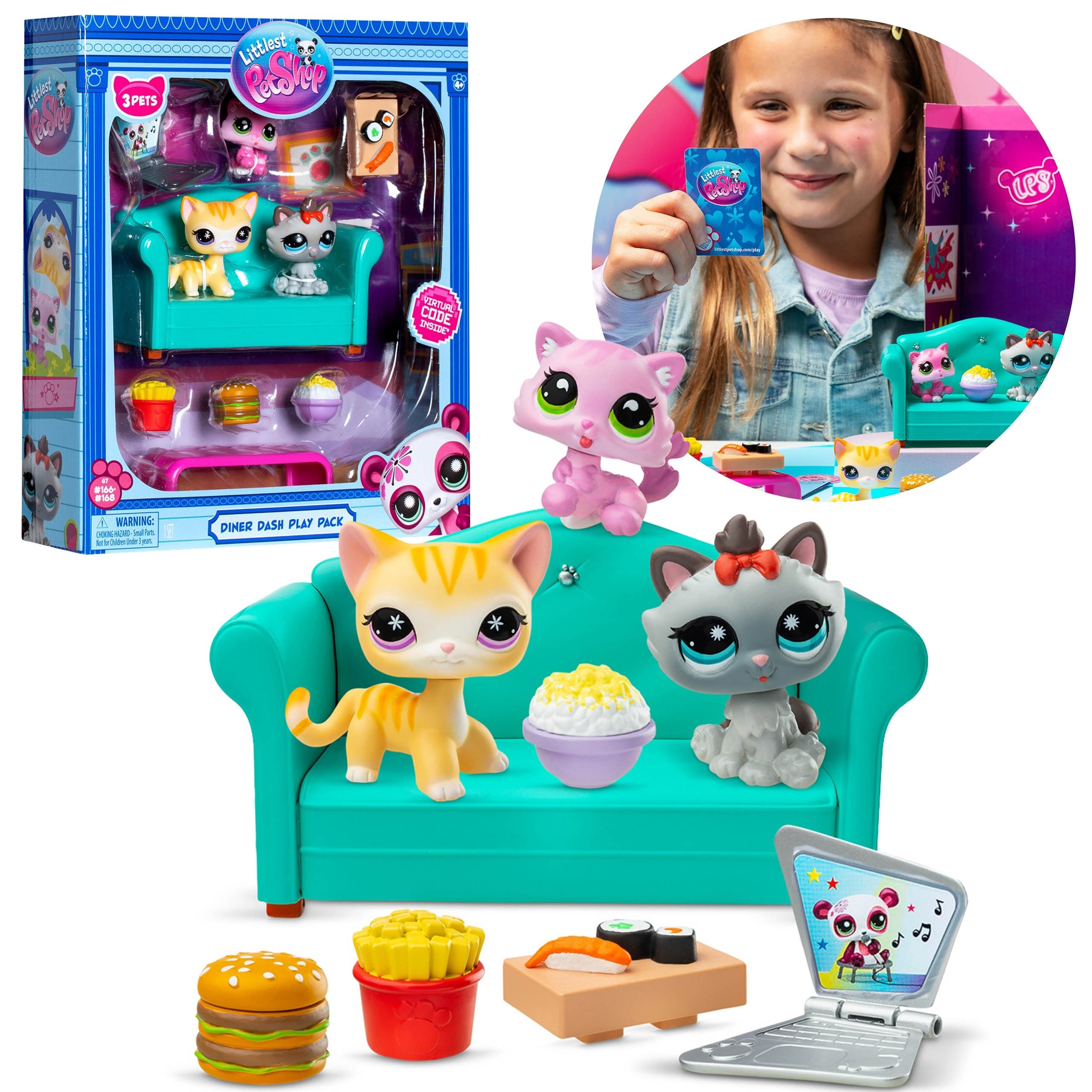Sarcia.eu Spielfigur Littlest Pet Shop Set Nachmittagstee #166-168, Figuren + Zubehör, 4+