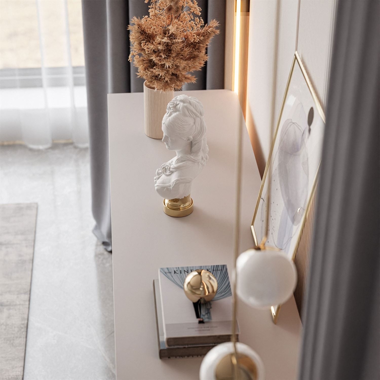 Lookway Kommode AURORA 6S in Kaschmir mit goldener Leiste, Breite: 138 cm, Tiefe: 40 cm – Bild 5 von 5