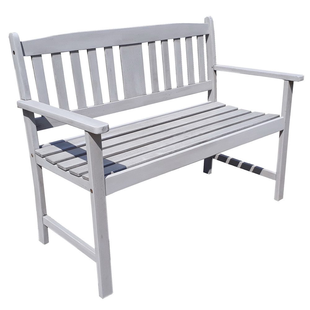 Home4Living Gartenbank Holzbank Sitzbank grau 2-Sitzer 110cm Bank Gartenmöbel, Dekorativ