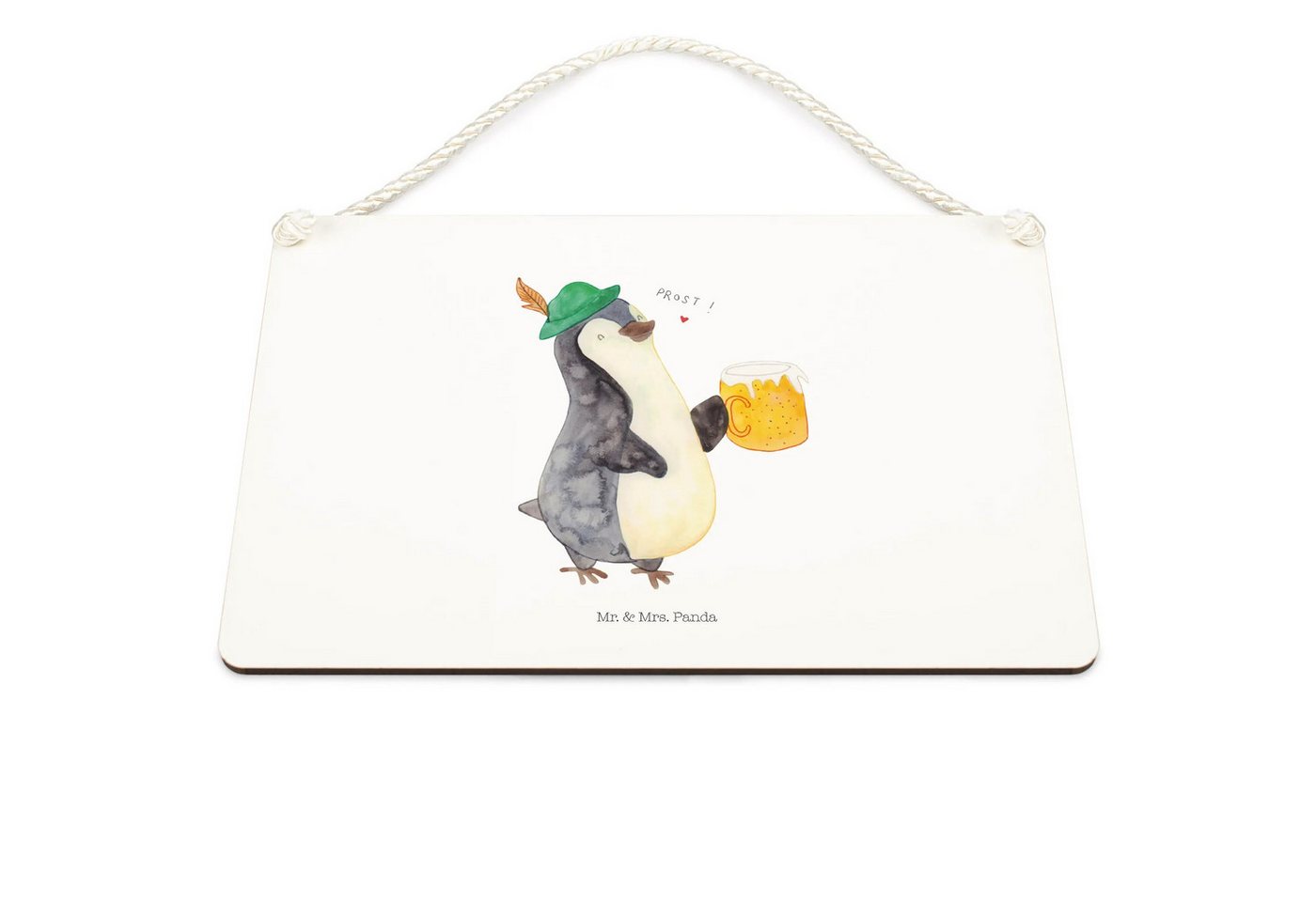Thumbnail - Mr. & Mrs. Panda Hinweisschild Pinguin Bier DIN A5 - Weiß - Geschenk, Dekoschild Groß, Oktoberfest, (Packung, 1 St., Pin...