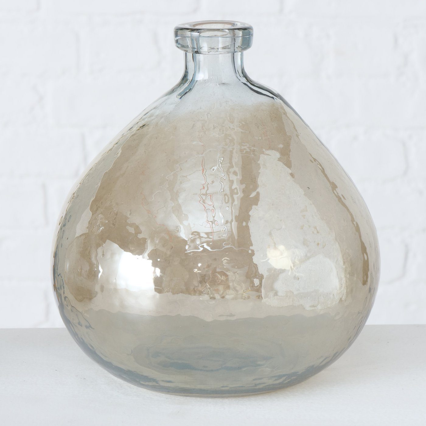 Set "Sligo" aus in Glas Dekovase grau/braun, Blumenvase BOLTZE Vase 2er