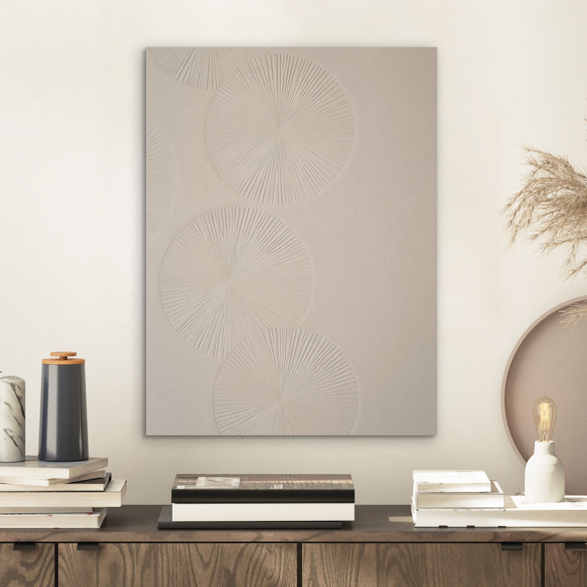 MuchoWow Gemälde Japandi - Beige - Modern, Fotodruck (1 St), Akustikpaneele günstig online kaufen