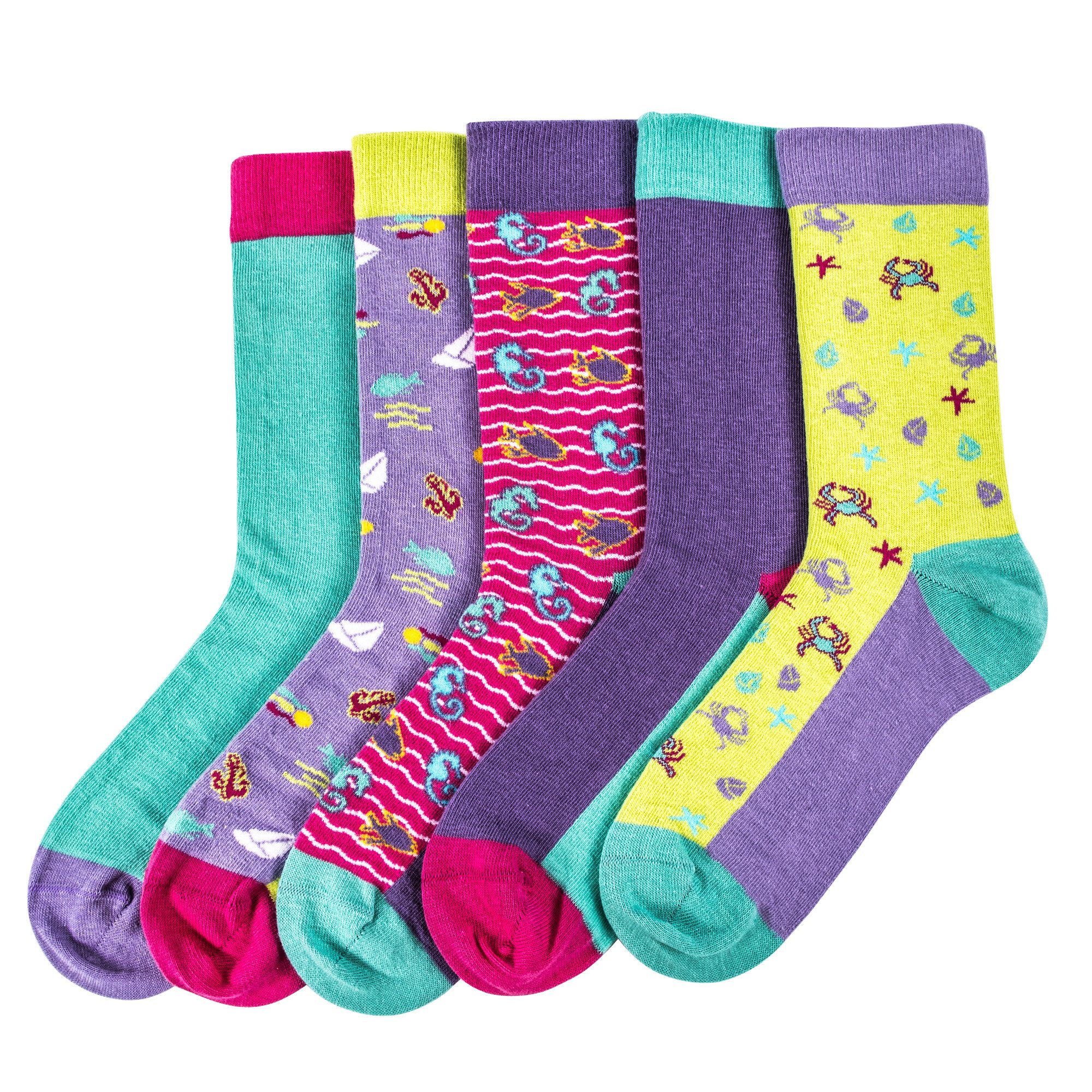 ANEMOSS Socken Anemoss Damen 5er-Set Nahtlose Socken, Meeresmotive, 85 % Größe 36-40 (1-Paar)