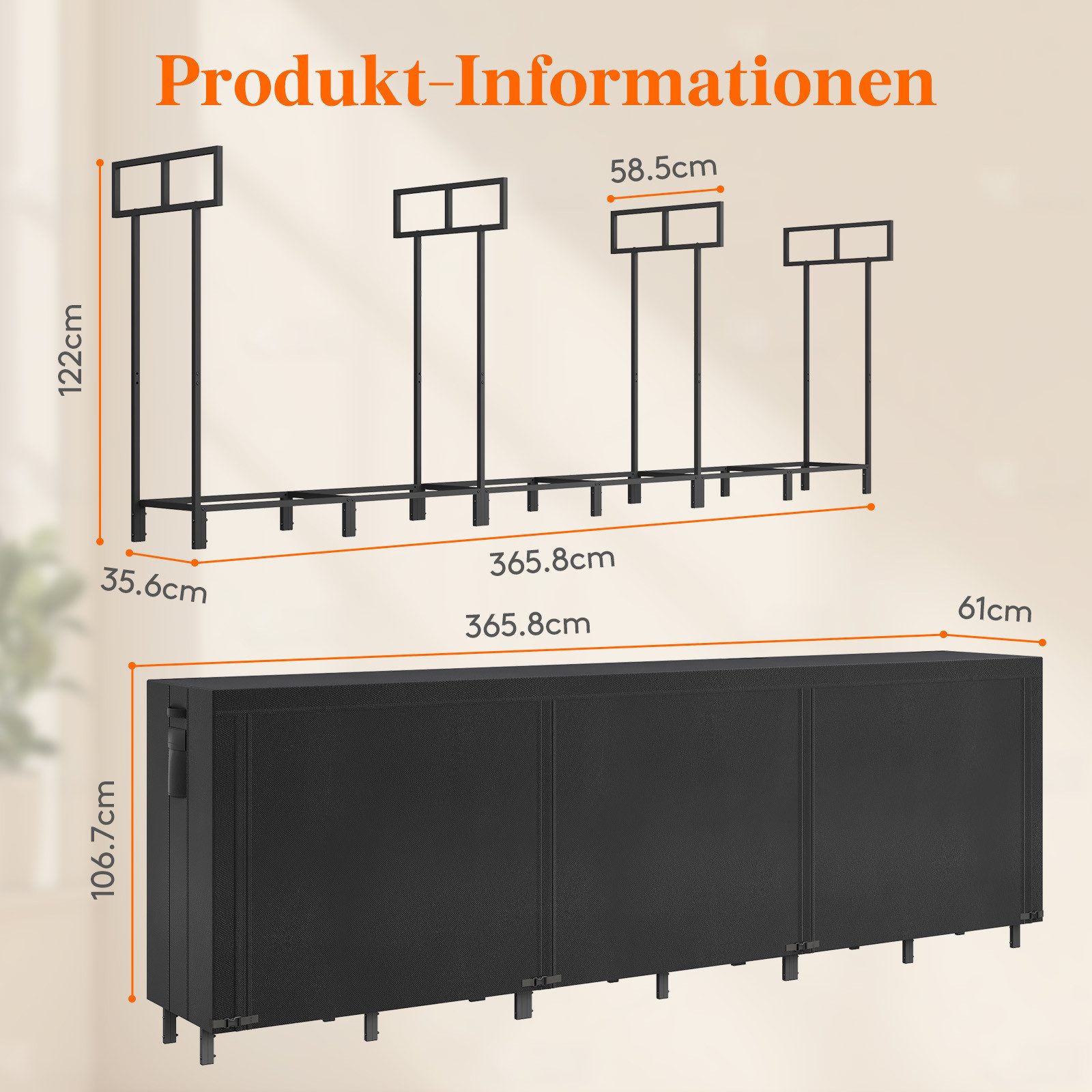 Lifewit Kaminholzregal Kaminholzregal Metall, Stapelhilfe Holzunterstand Holzlager – Bild 2 von 5