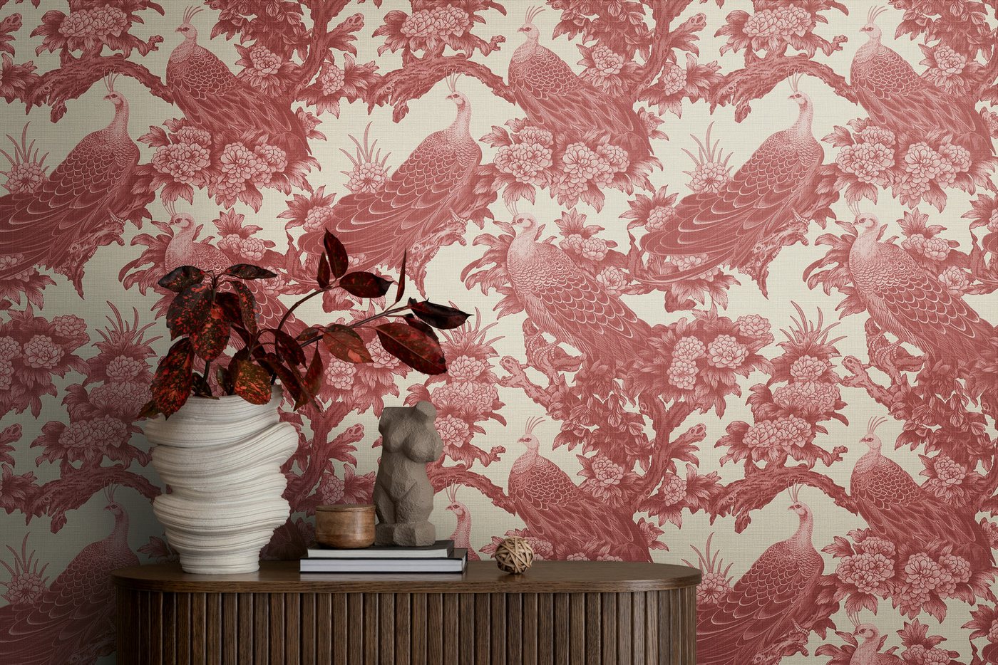 living walls Vliestapete Michalsky 6 florale Tapete Mustertapete Vögel Tiere, strukturiert, matt, (1 St), Vliestapete Natur für Schlafzimmer Küche Wohnzimmer Floral Design Flur