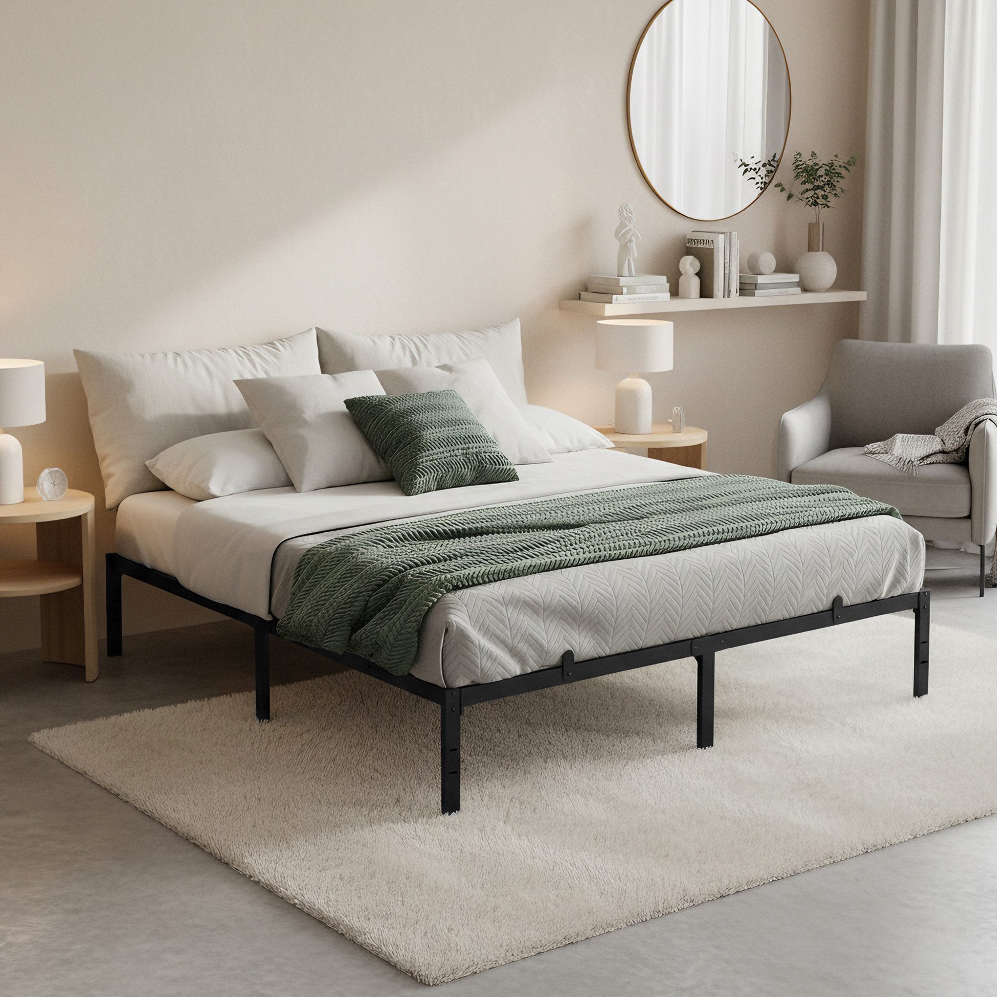 VASAGLE Bettgestell Doppelbettgestell Metallbett (180 x 200 cm, 35.6 cm H, geräuscharm), 180 x 200 cm, einfacher Aufbau, modern, Bett, Bettrahmen, Gästebett