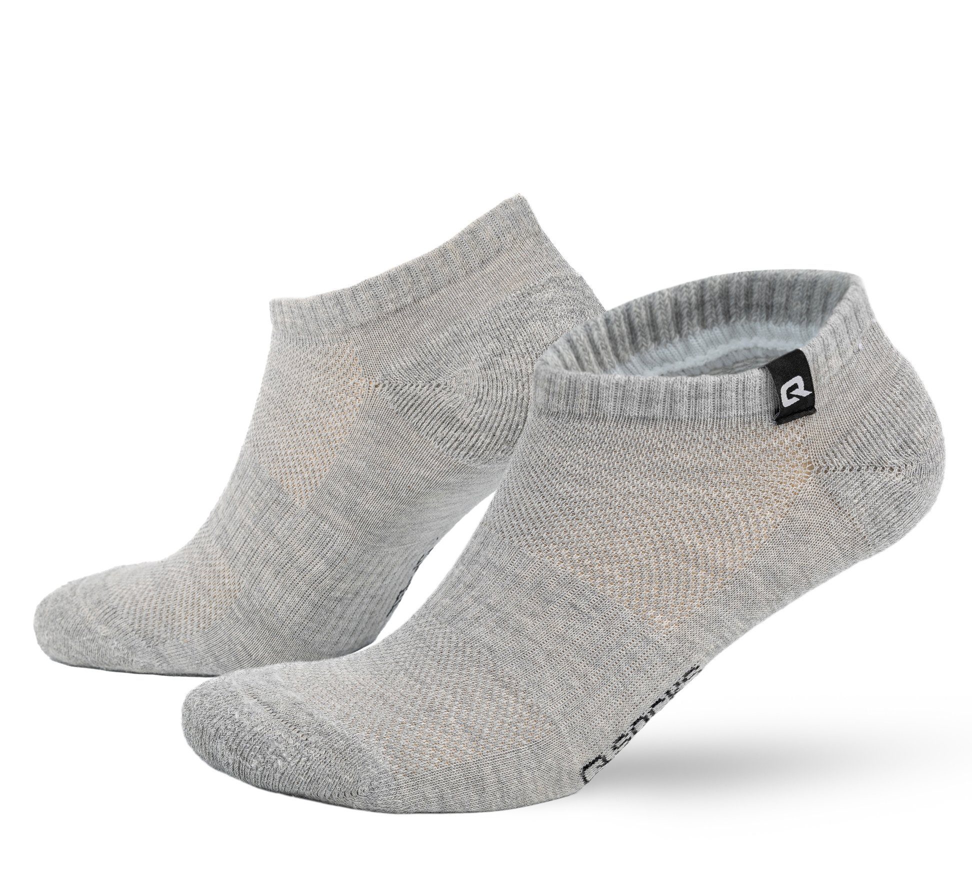 QSOCKS Sneakersocken Hochwertige Baumwolle gepolsterte Sohle und Zehen für Damen & Herren (Packung, 6 Paar) Qualität Socken Grau