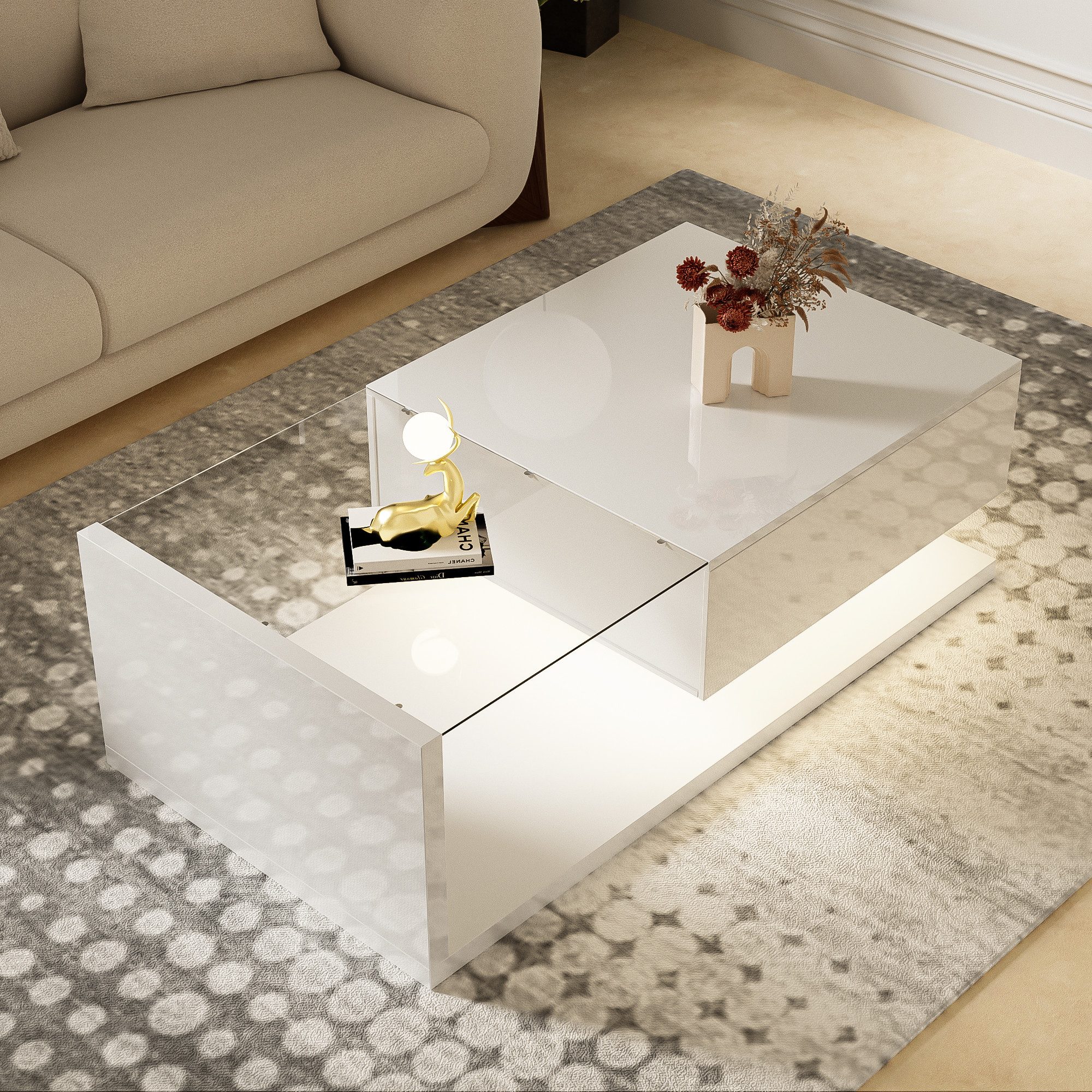 OKWISH Couchtisch Beistelltische (Wohnzimmertisch, 1-St., 105*55*32,5cm), günstig online kaufen
