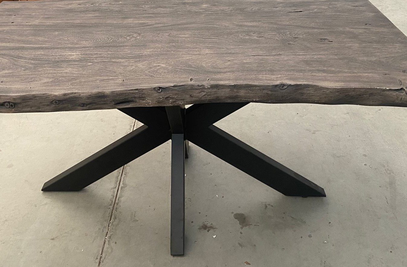 Main Möbel Esstisch Baumtisch "Pune" 180x90cm Akazie grau & Eisen schwarz