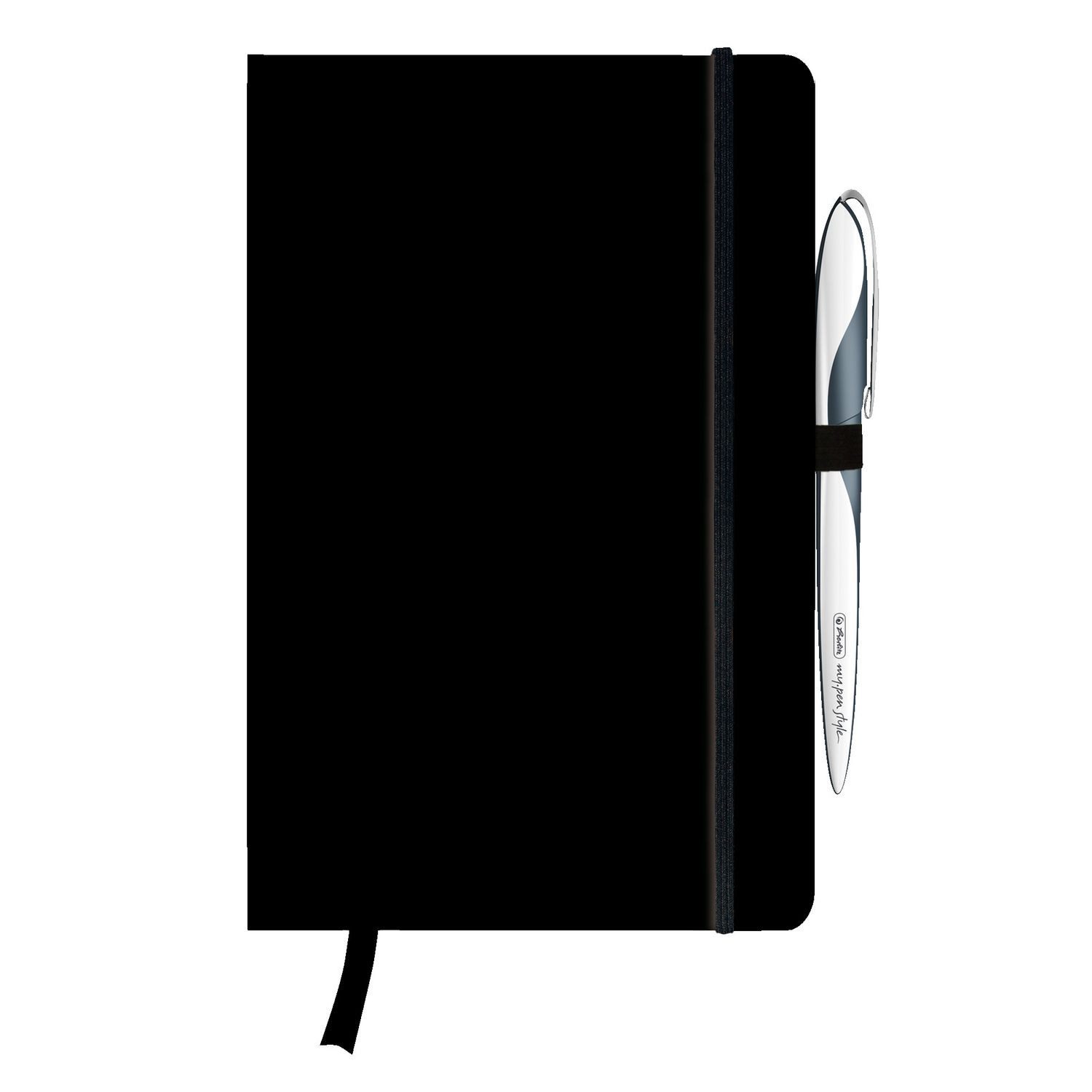 Herlitz Notizbuch Herlitz Notizbuch Classic A5 96 Blatt kariert schwarz mit Leseband und
