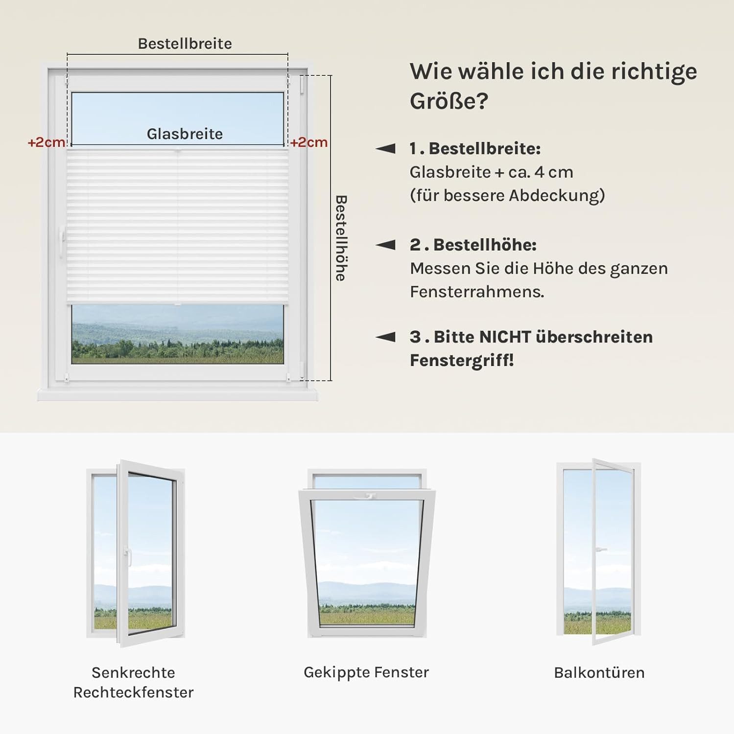 Woltu Plissee, Lichtschutz, Klemmfix, Faltrollo ohne Bohren Jalousie mit Klemmträger