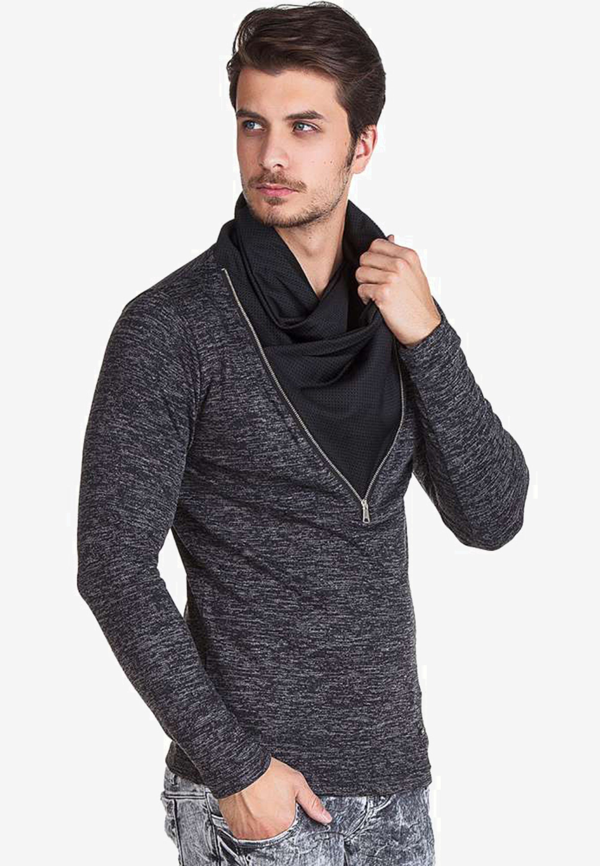 Baxx auffälligem Cipo & mit Strickpullover Schalkragen