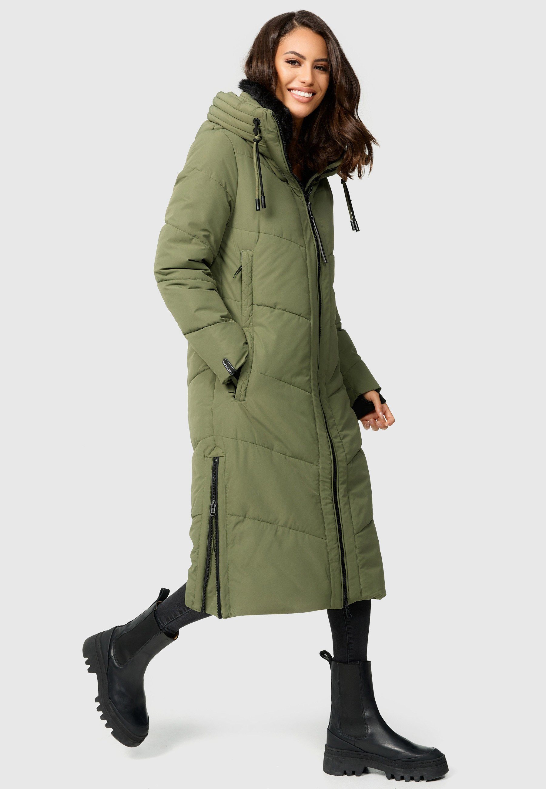 Marikoo Winterjacke Nadaree XVI Stepp Mantel mit großer Kapuze