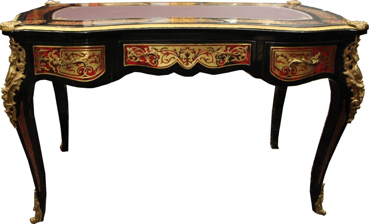 Casa Padrino Schreibtisch Barock Boulle Sekretär im französischen Stil - 102 x 59 x H79 cm - Antik Stil Schreibtisch