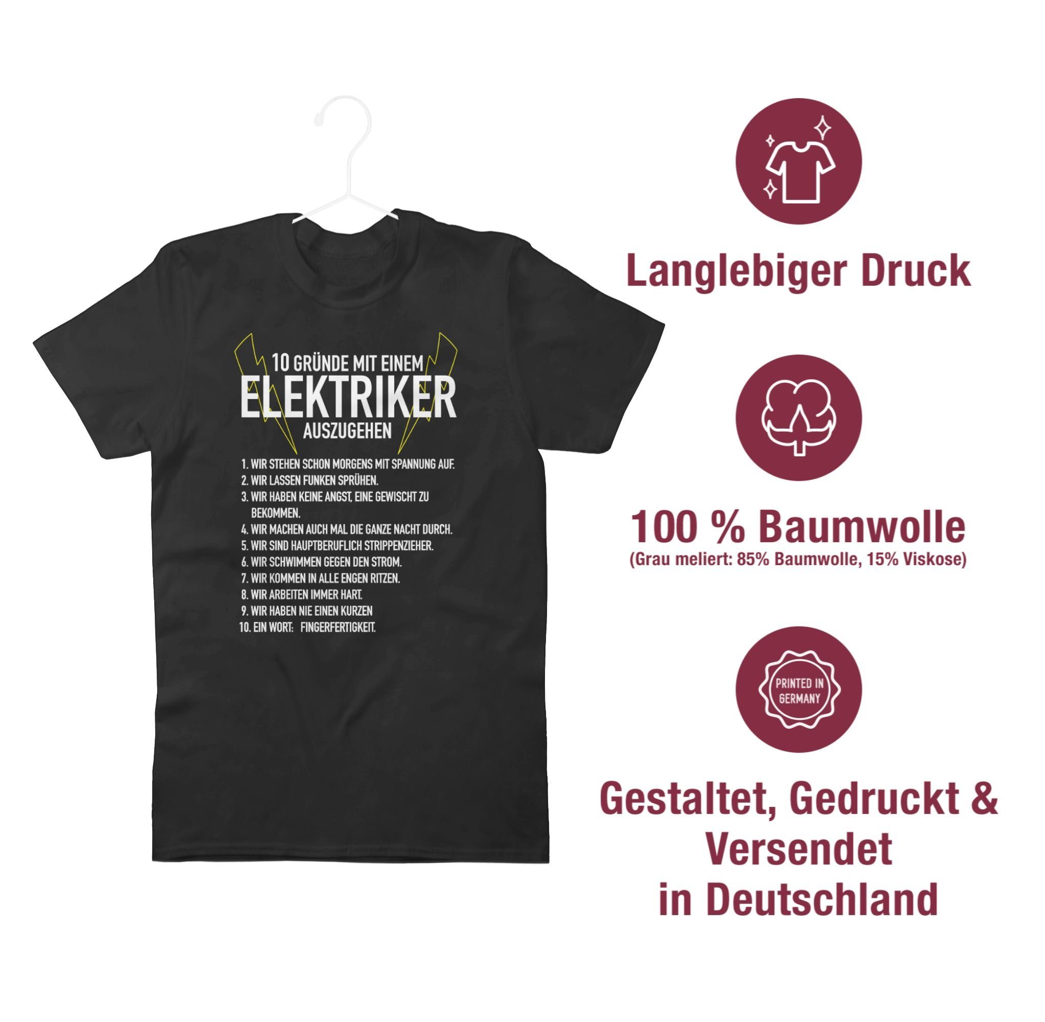 Schwarz einem Handwerker Geschenke Gründe 01 auszugehen 10 Elektriker Shirtracer mit T-Shirt