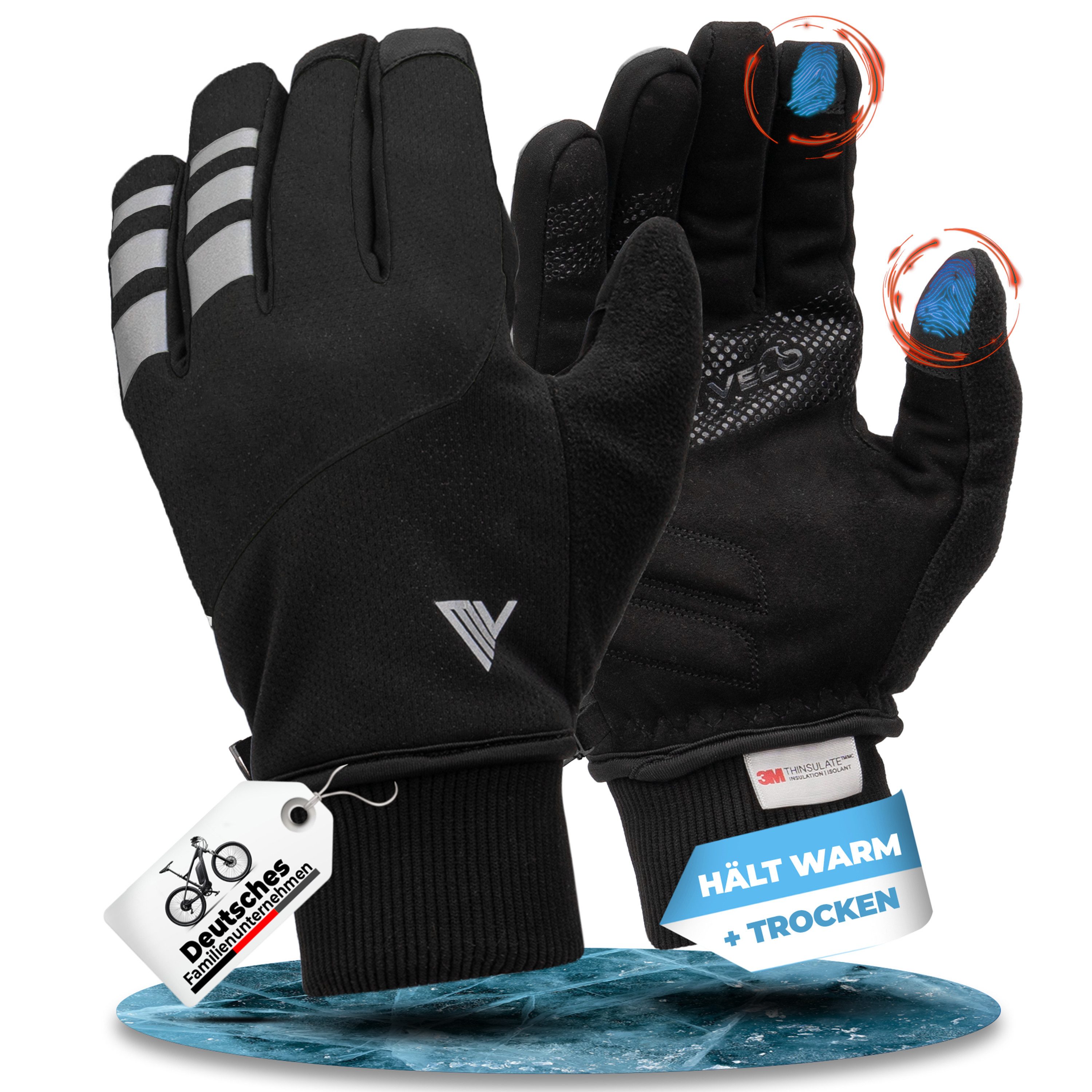 MIVELO Fahrradhandschuhe warme Winterhandschuhe Перчатки Winter mit Thermo-Fleece wasserfest 3M-Thinsulate