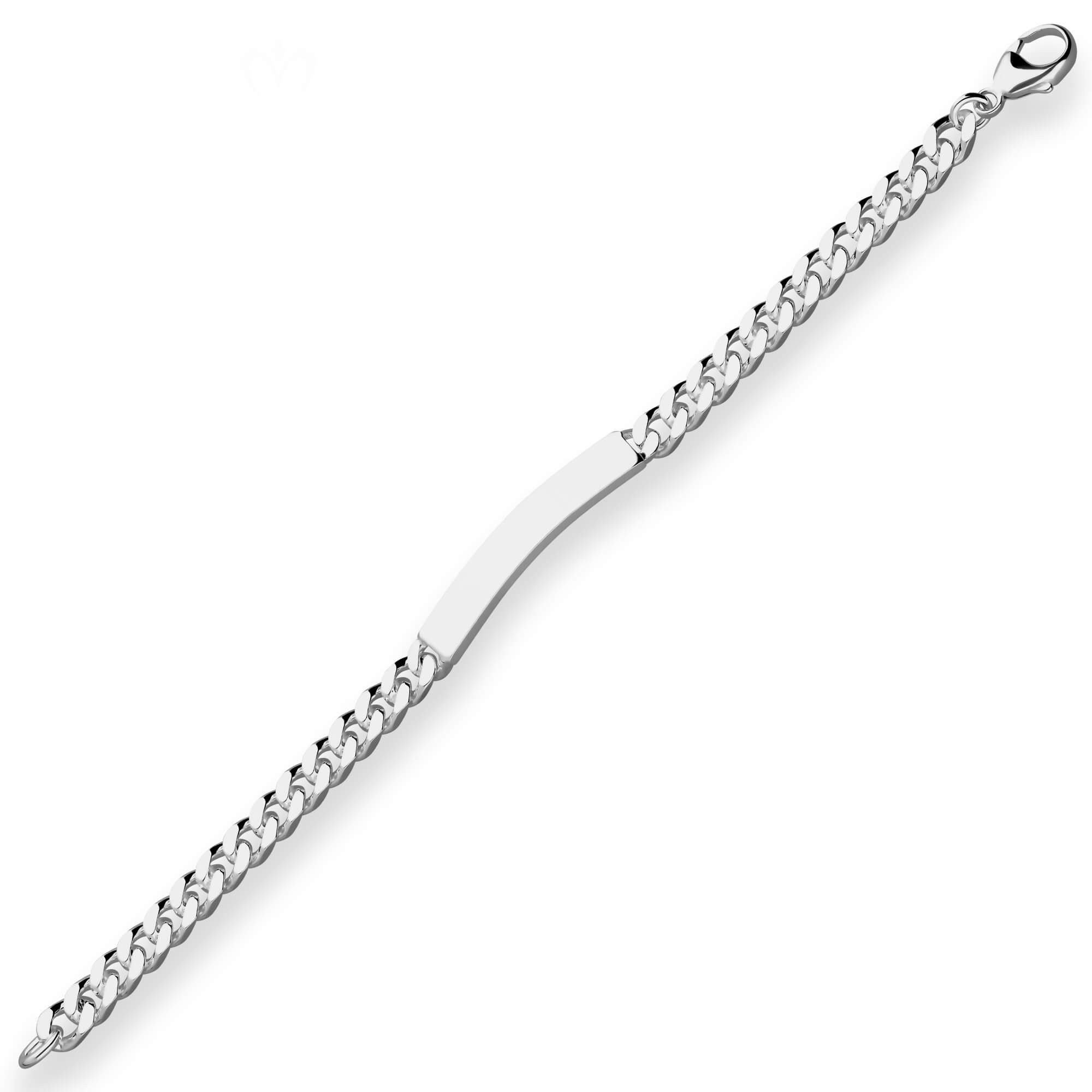 Schmuck Krone Panzerarmband 6mm Id-Armband Panzerkette aus 925 Silber rhodiniert 21cm, Silber 925