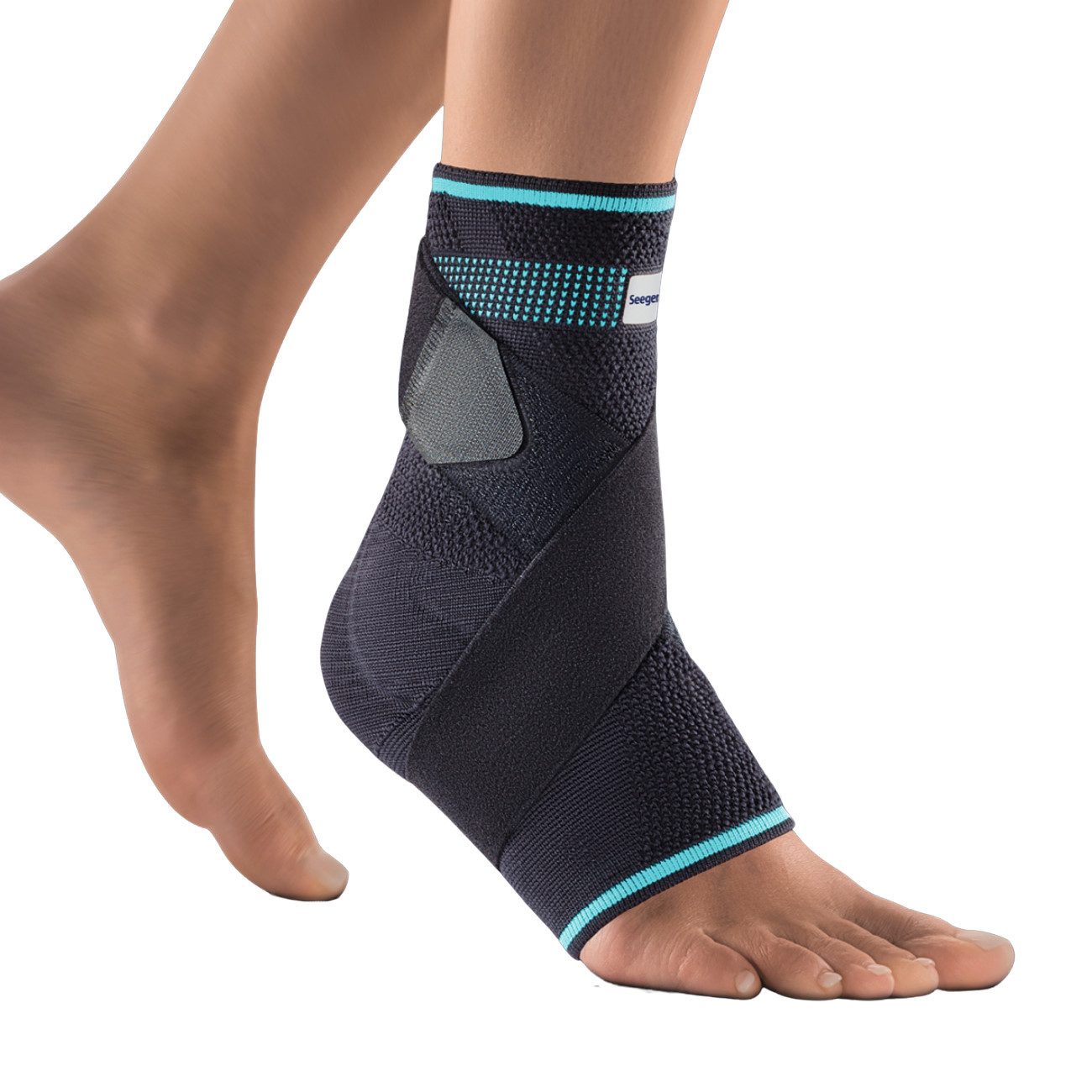 Seeger Gesundheitshaus Sprunggelenkbandage Knöchelbandage Komfort Plus, Schwarz Links Größe XL