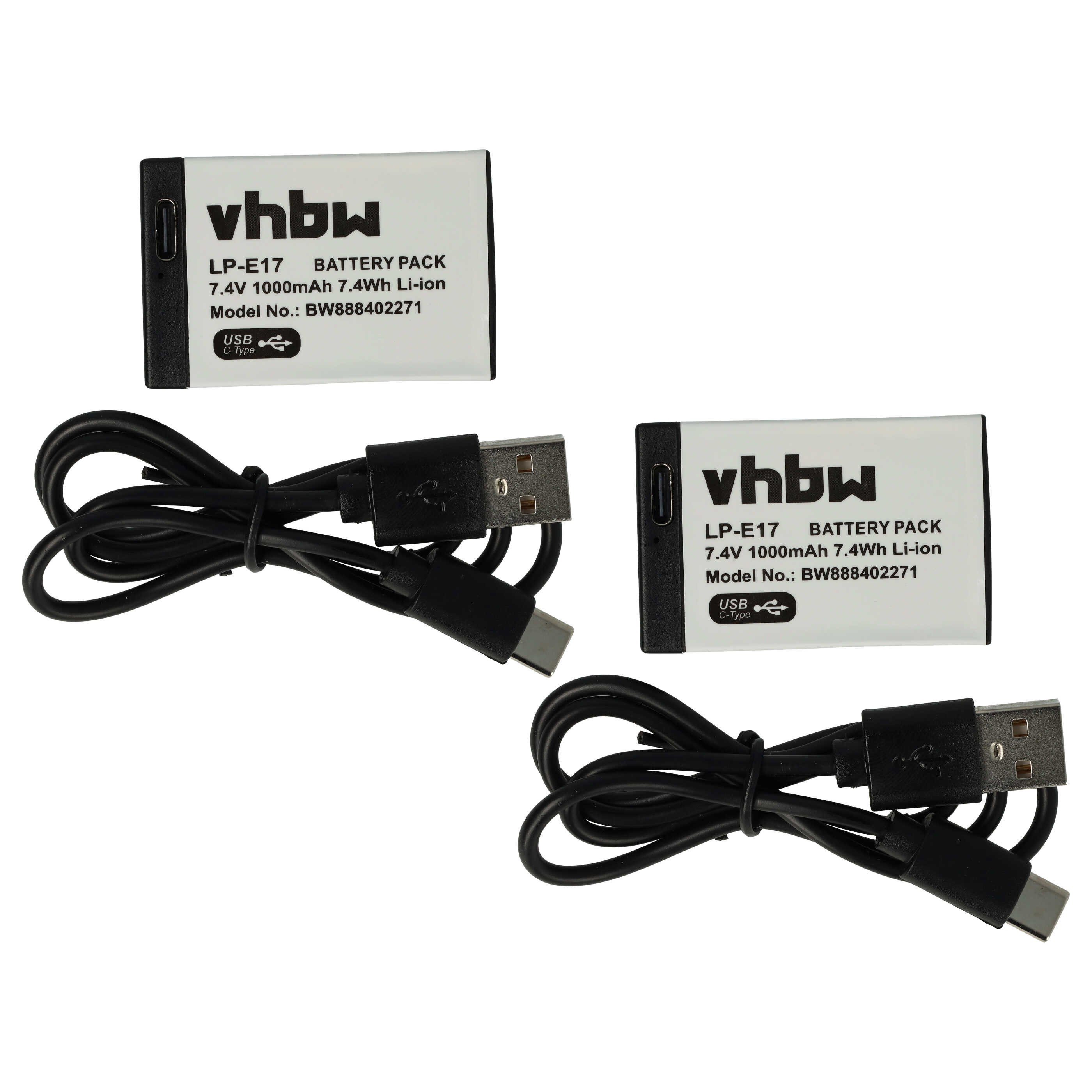 vhbw Akku passend für Canon EOS RP Digitalkamera / Kamera / Kompaktkamera Kamera-Akku Akku Li-Ion 1000 mAh (7,4 V, 2 St), Leistungsfähige Austausch-Akkus für Digitalkamera, Spiegelreflexkamera