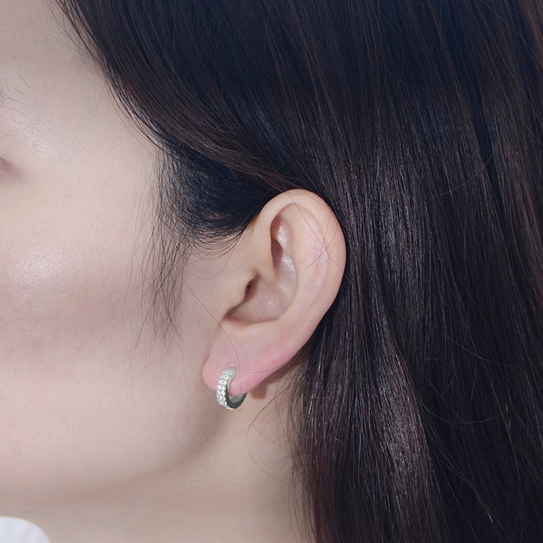 KARMA Paar Creolen Sterling Silber 925 Kristall Damen Ohrringe modern (Gesc günstig online kaufen