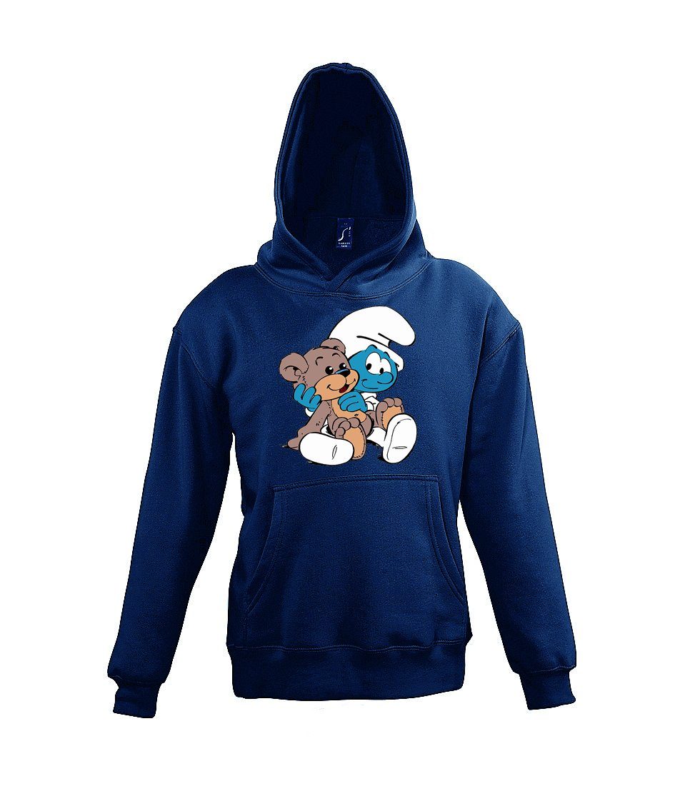 Youth Designz Kapuzenpullover Baby Schlumpf Kinder Hoodie Pullover für Jungen und Mädchen mit modischem Print Navyblau