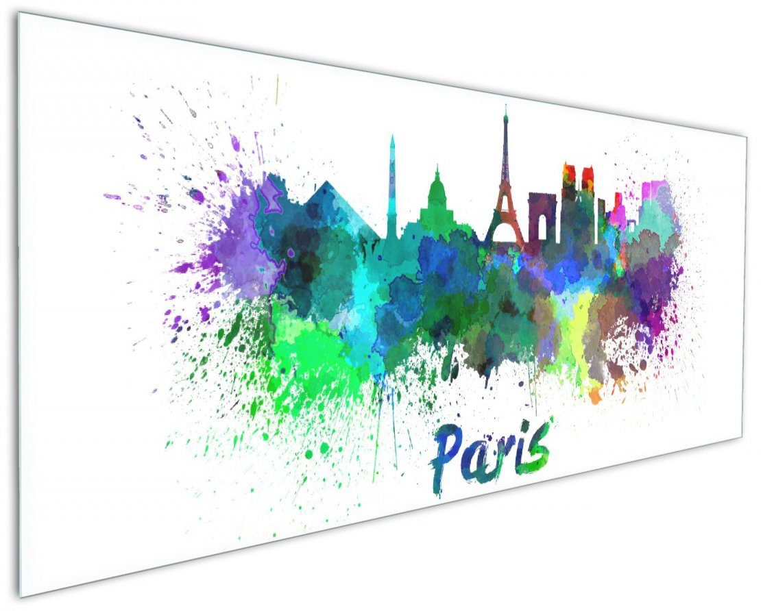 (1-tlg) Paris, von Wallario Skyline - Aquarell als Küchenrückwand Städte