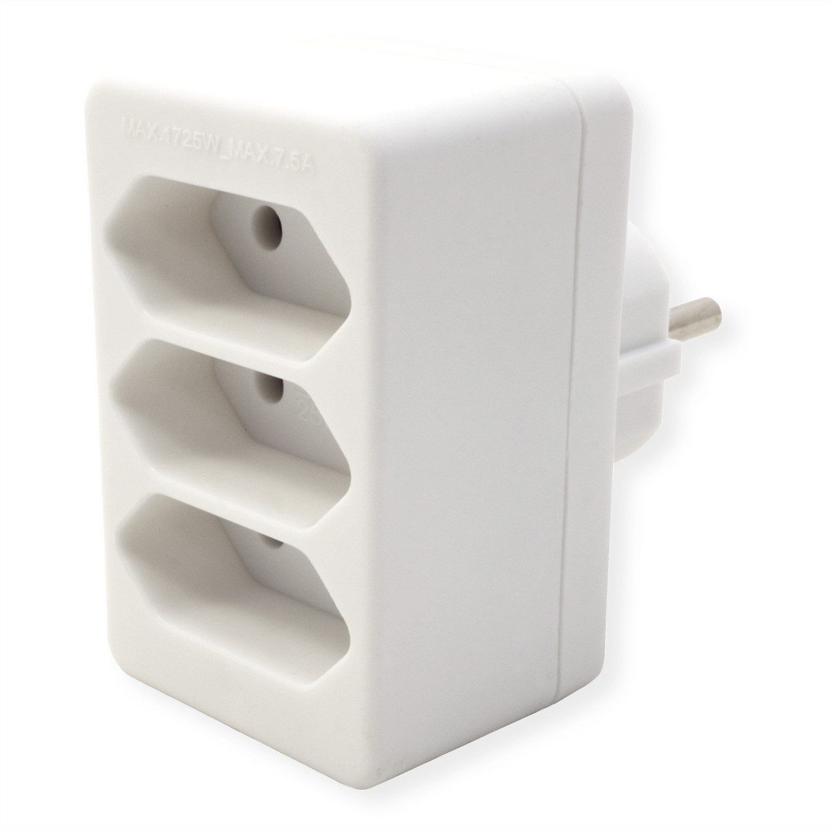 Bachmann Multistecker 3xEuro Stromadapter Konturenstecker, CEE 7/17, Typ-C zu Eurostecker, 2,5A, CEE 7/16, Typ-C, 0 cm, weiß 3x2,5A/230V