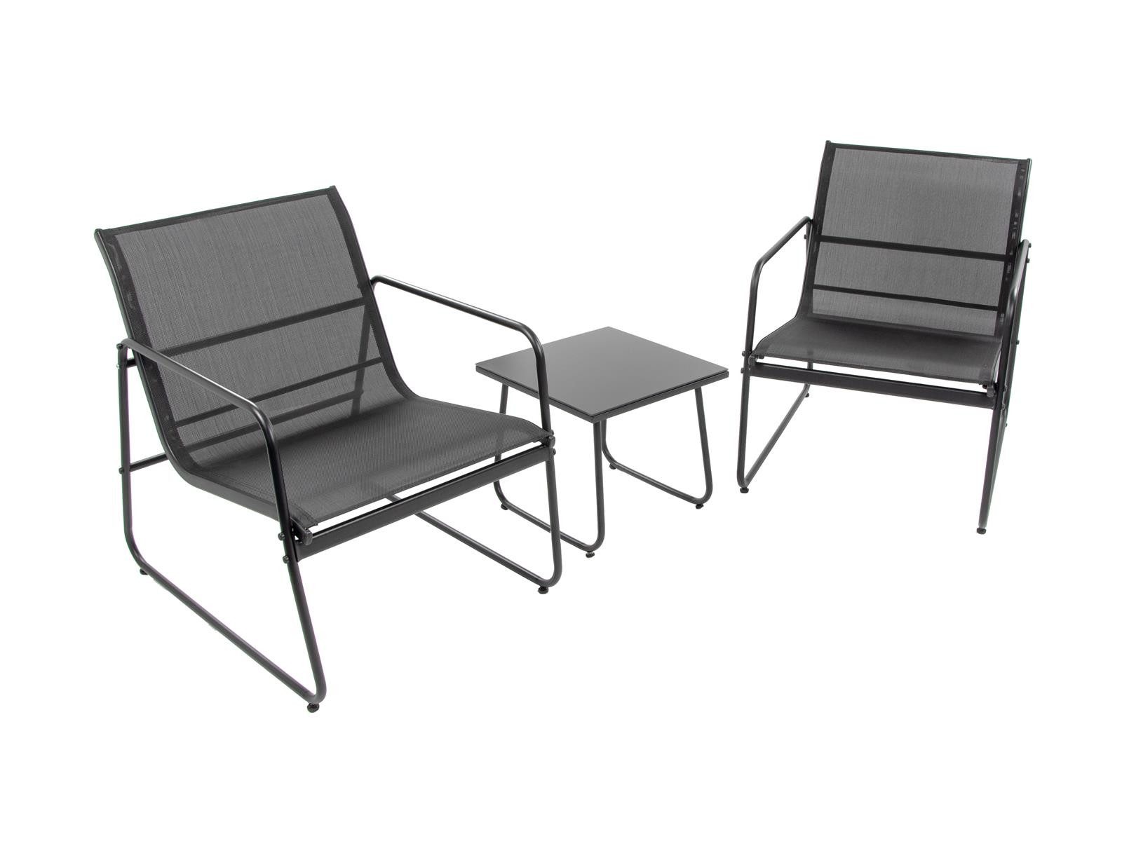 Green Spirit Gartenlounge-Set »Mali« Balkonmöbel Balkon Bistro Set platzsparend klein, (Set, 3-tlg., 2x Кресла, 1x Tisch), schwarz, Stahl, für 2 Personen, wetterfest - Garten, Terrasse, Balkon