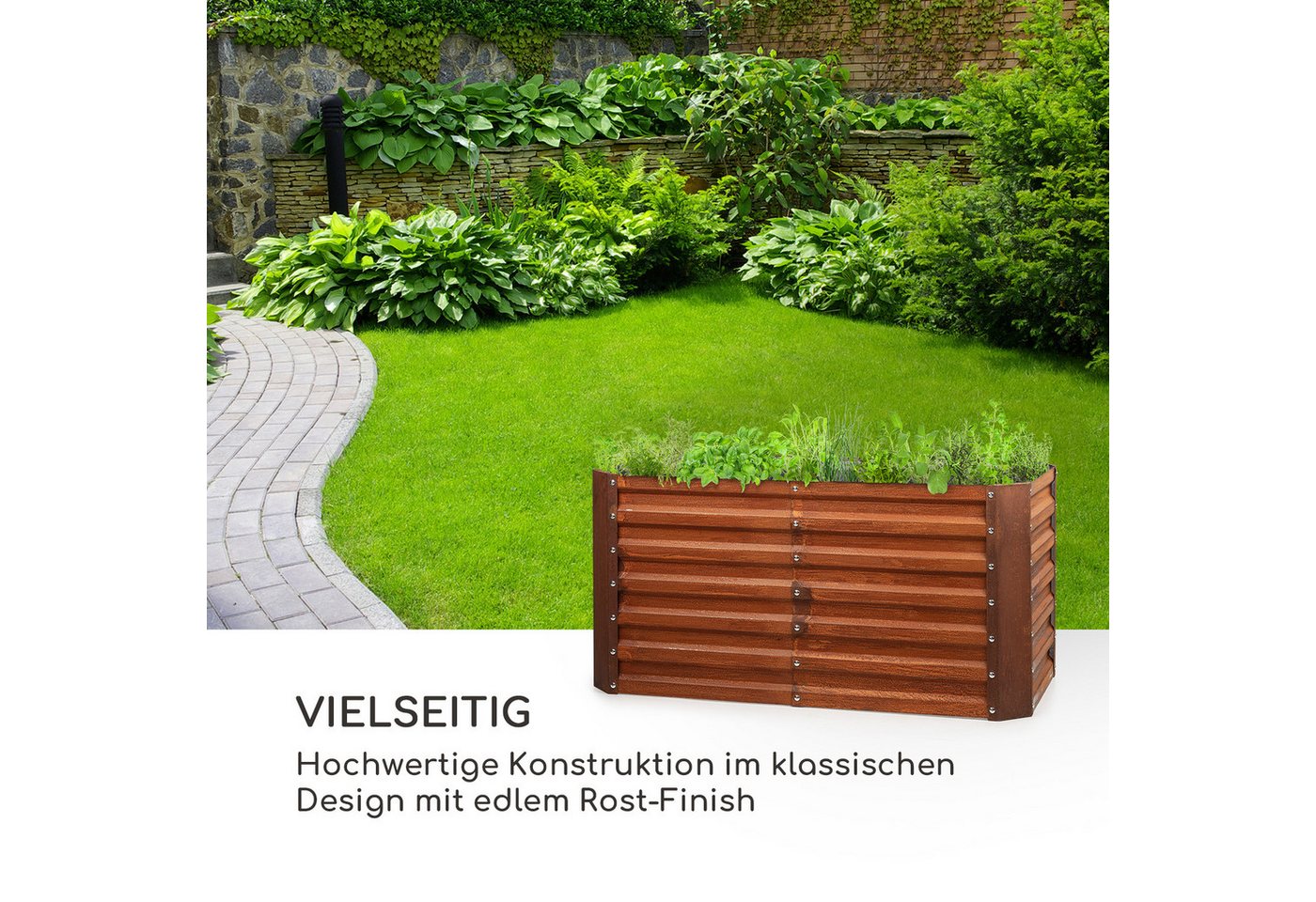 Thumbnail - blumfeldt Hochbeet Rust Grow Hochbeet Metall (3 St), Pflanzkübel Outdoor Balkon außen groß Metall Garten