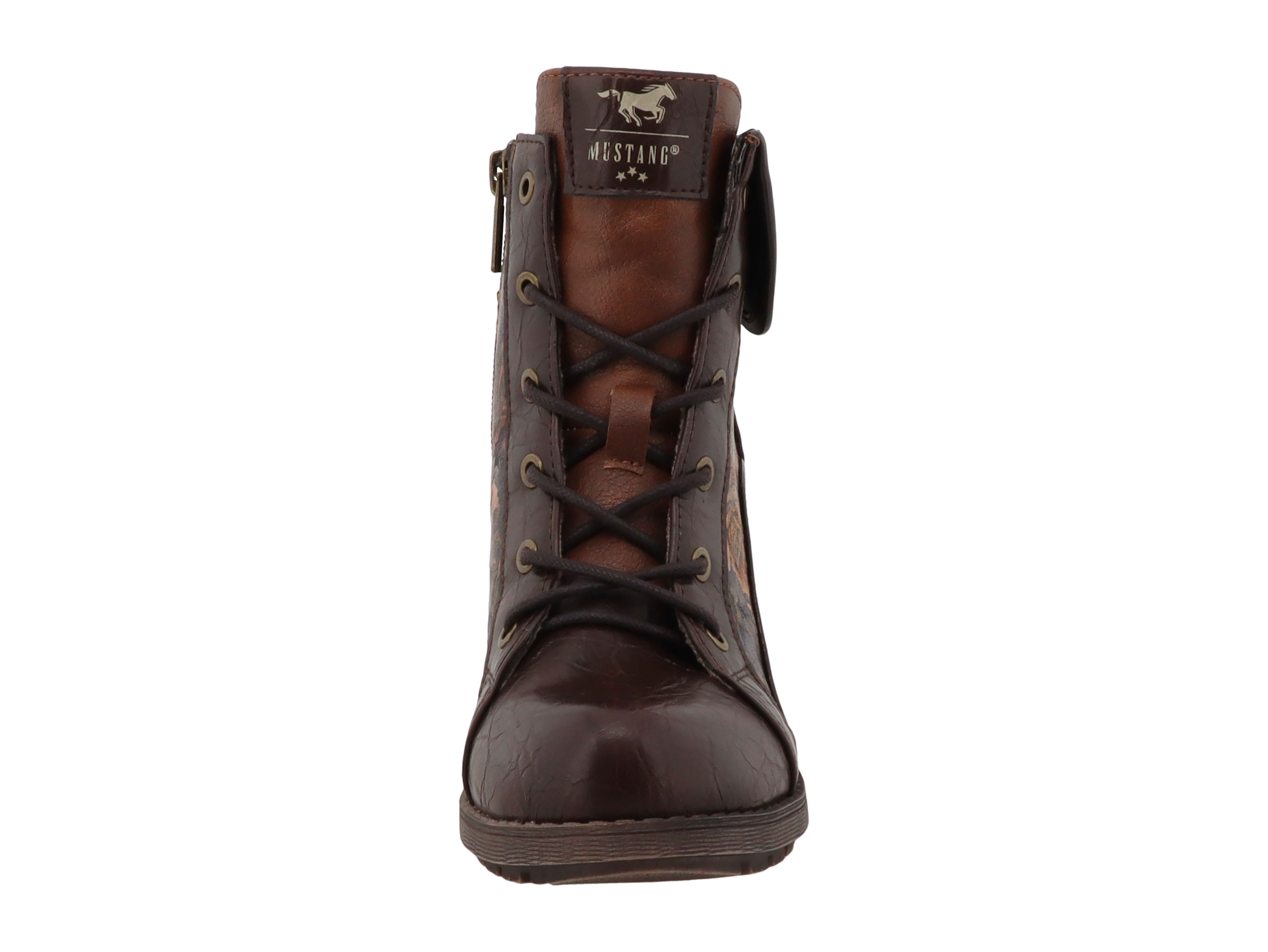 Mustang Shoes Mode-Stiefel Stiefelette Blockabsatz, Schnürboots mit umschlagbarem Kragen – Bild 3 von 4
