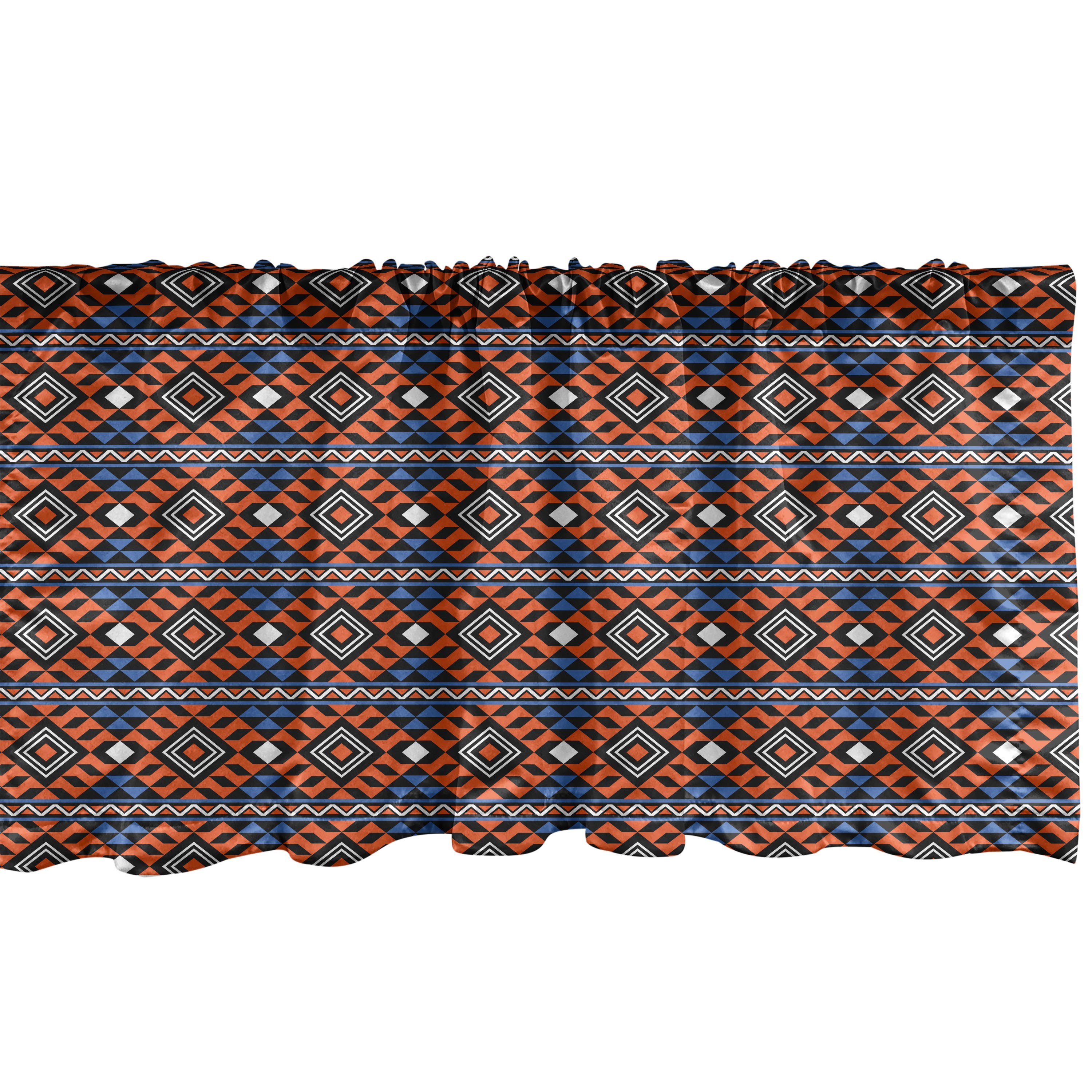 Scheibengardine Vorhang Volant für Küche Schlafzimmer Dekor mit Stangentasche, Abakuhaus, Microfaser, Abstrakt Tribal Geometrische Motive