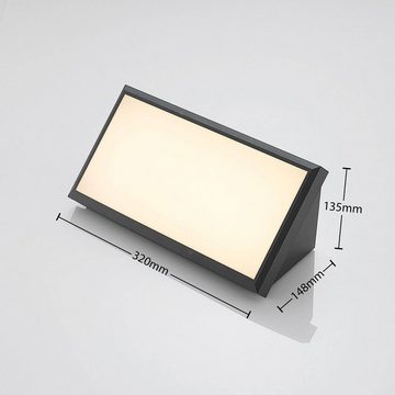 Lindby LED Außen-Deckenleuchte Abby, LED-Leuchtmittel fest verbaut, warmweiß, Modern, Polycarbonat, ABS, dunkelgrau (RAL 7024), weiß, 1 flammig