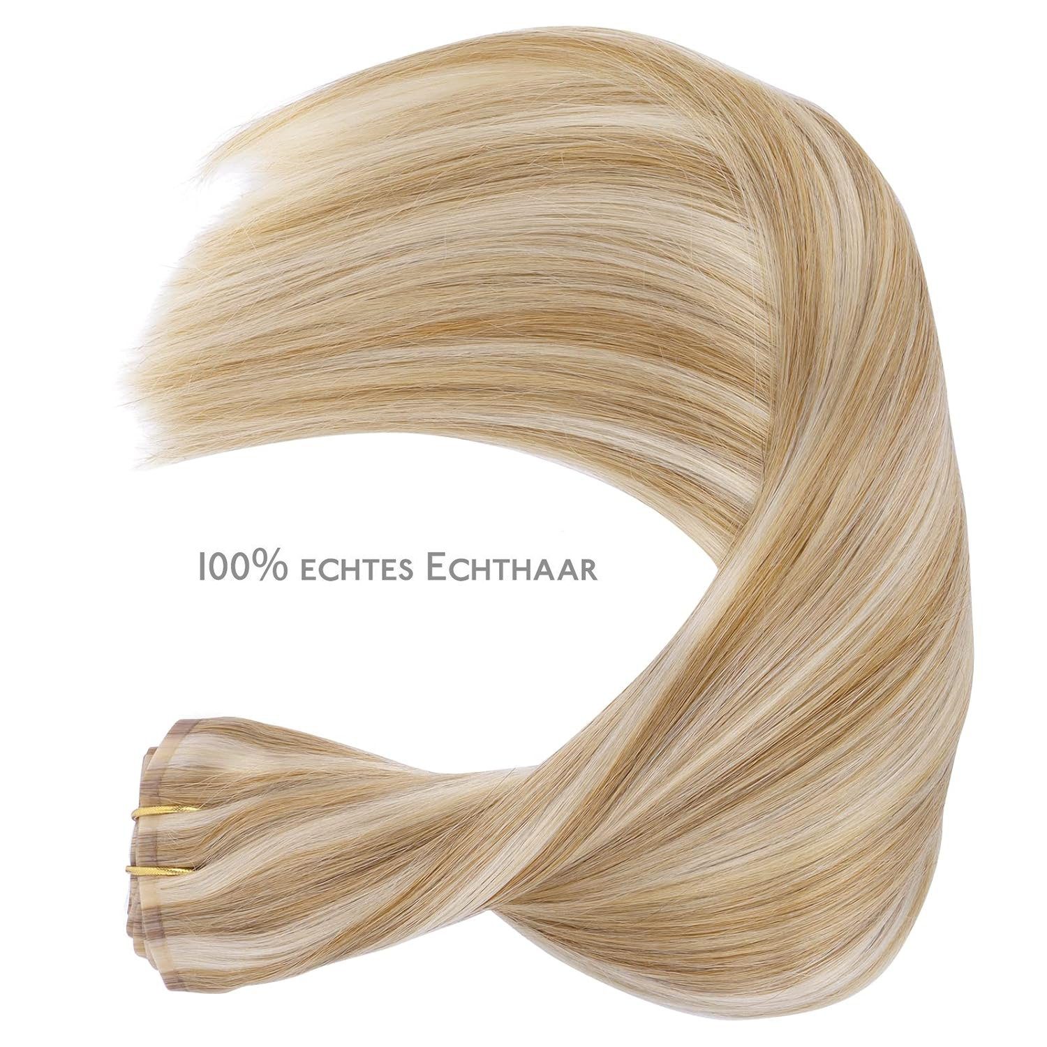 schmutziges Echthaar-Extension Nahtlose Clip-In-Haarverlängerungen,Gebleichtes Blond Wennalife