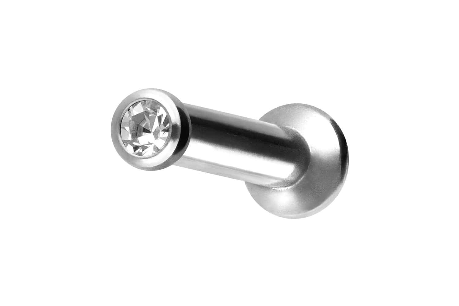 Piercing-Set Titan Triple Piercing Mini Labret mit Push Fit FLAT-DISC + KRISTALL