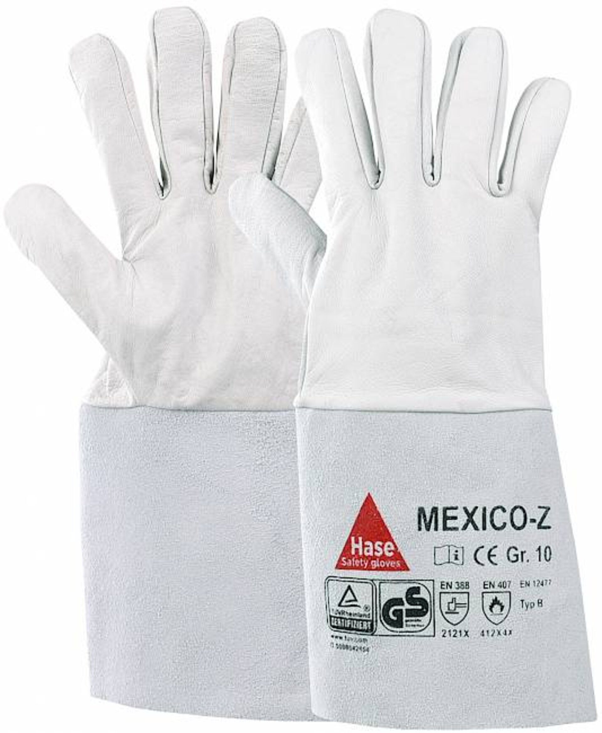 Hase Safety Gloves Schweißerhandschuhe Mexico-Z Schweißerhandschuh aus Ziegennappaleder Stulpe (Packung, 10-St., VPE= 1-10 Paar, Gr.7-12) Hitzebeständig/Atmungsaktiv