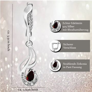 Limana Paar Ohrhänger echter äthiopischer Opal schwarz Silber 925 hängende Ohrringe Damen (inkl. Herz Geschenkdose und Tasche), Geschenk Idee für Frauen Damen Echtschmuck