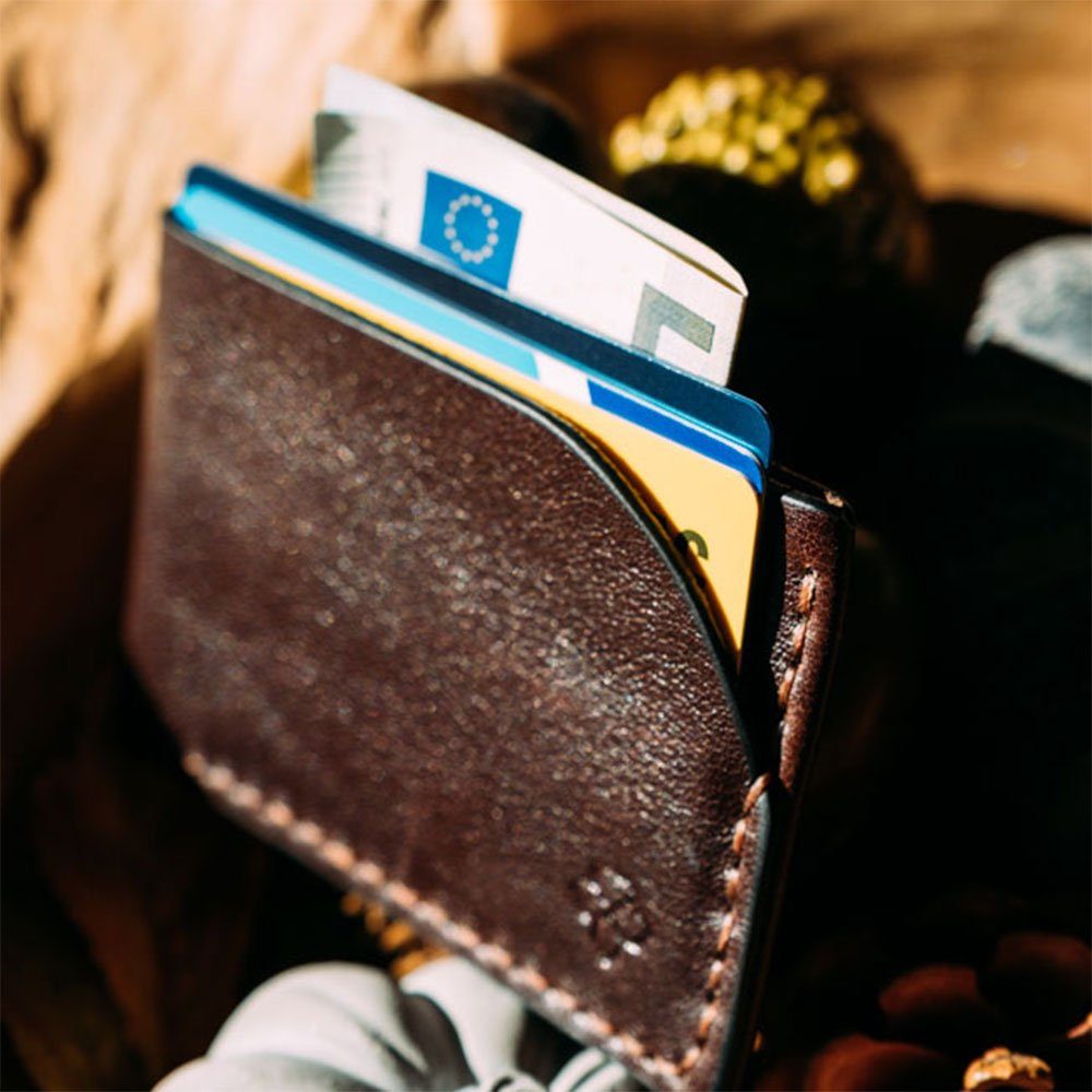 QIRAS Geldbörse Braun Wallet Leder. (1-tlg), Klein ausgewähltem Geldbörse handgenäht Extra Duke Smart Zeitloses sorgfältig Portemonnaie Kartenetui - aus Design