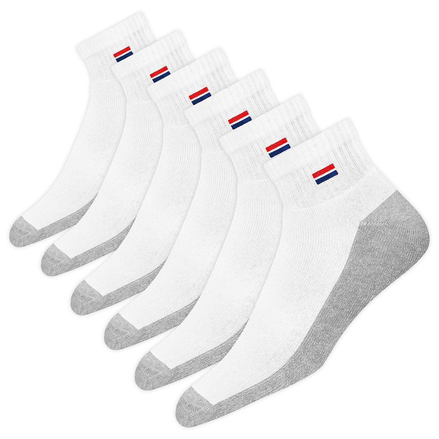 LuxusKollektion Sneakersocken Sneaker Socken 6 Paar Quarter Baumwolle Weiß Grau