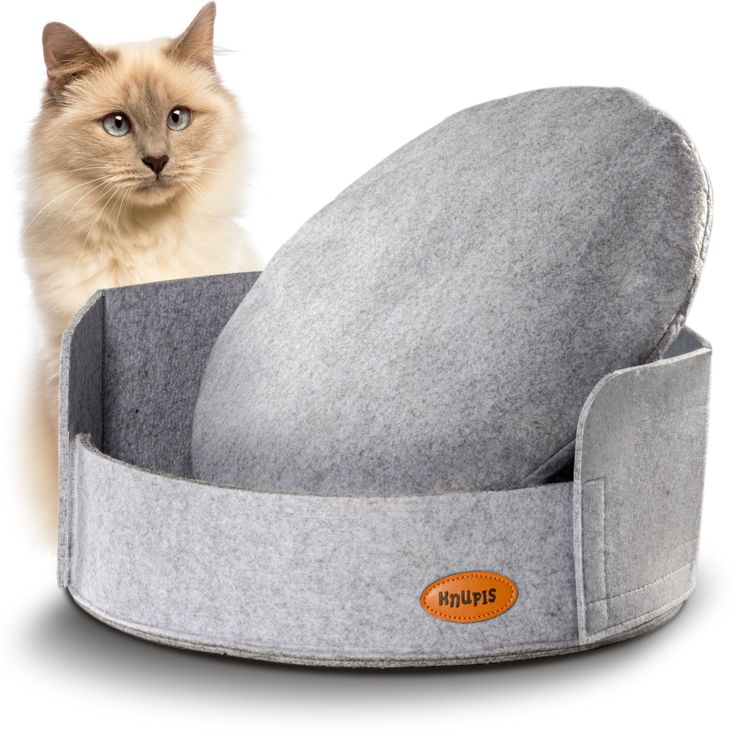 Tierbett Katzenbett Hellgrau aus Filz