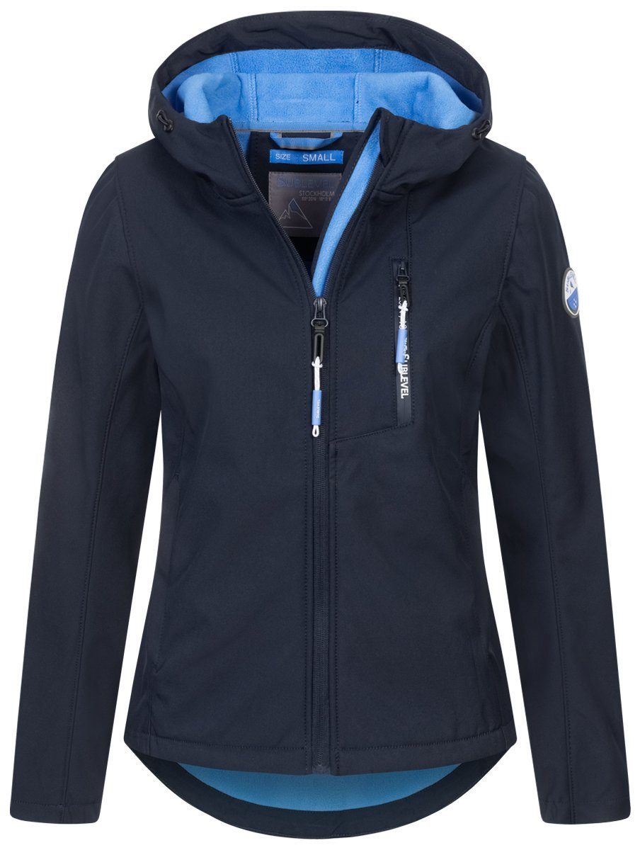 SUBLEVEL Softshelljacke Damen Übergangs Jacke Softshell Jacke Outdoor Regen Herbst Jacke Navy