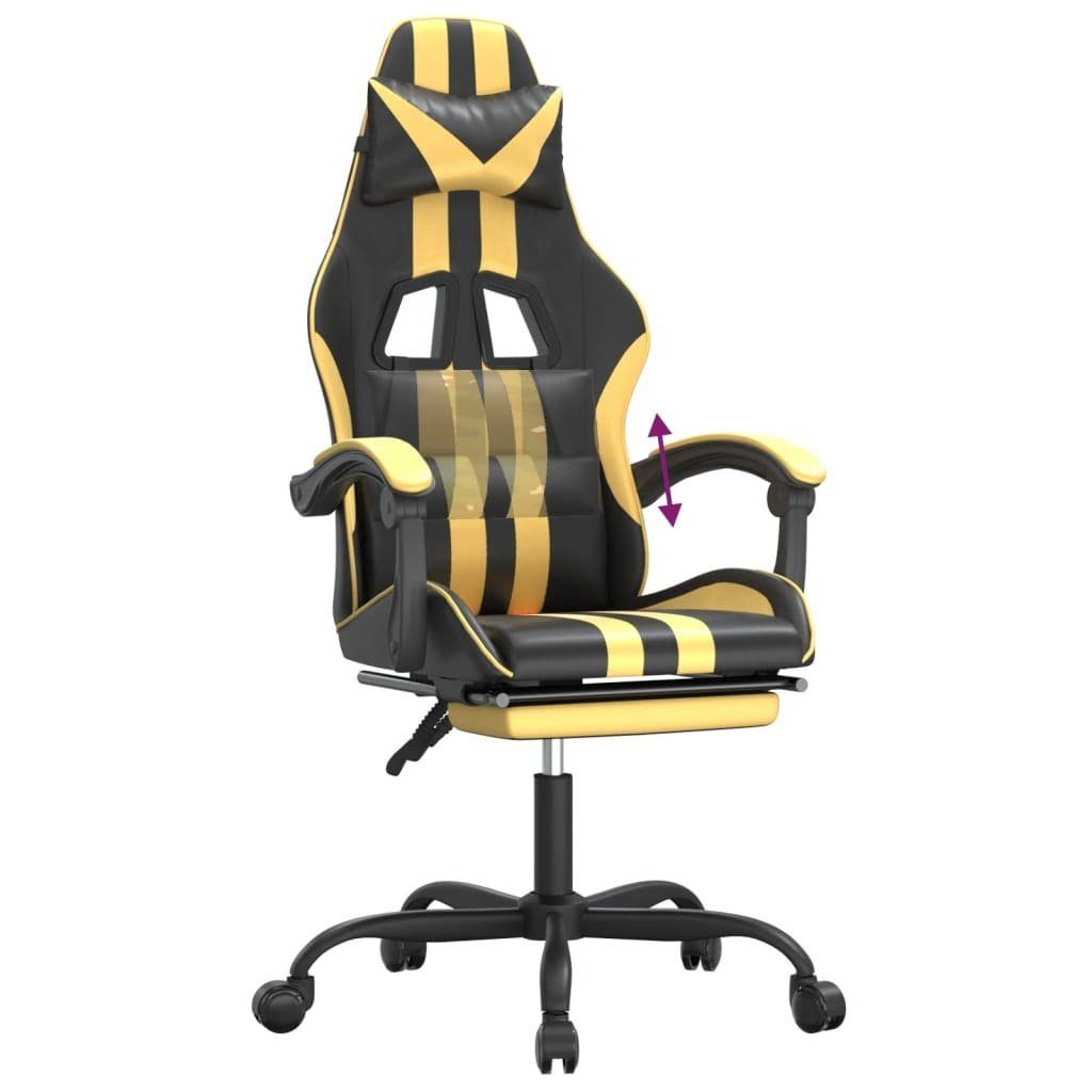 (1 Kunstleder und St) Golden Schwarz Golden | und vidaXL Schwarz Golden Schwarz Fußstütze Gaming-Stuhl mit Gaming-Stuhl und